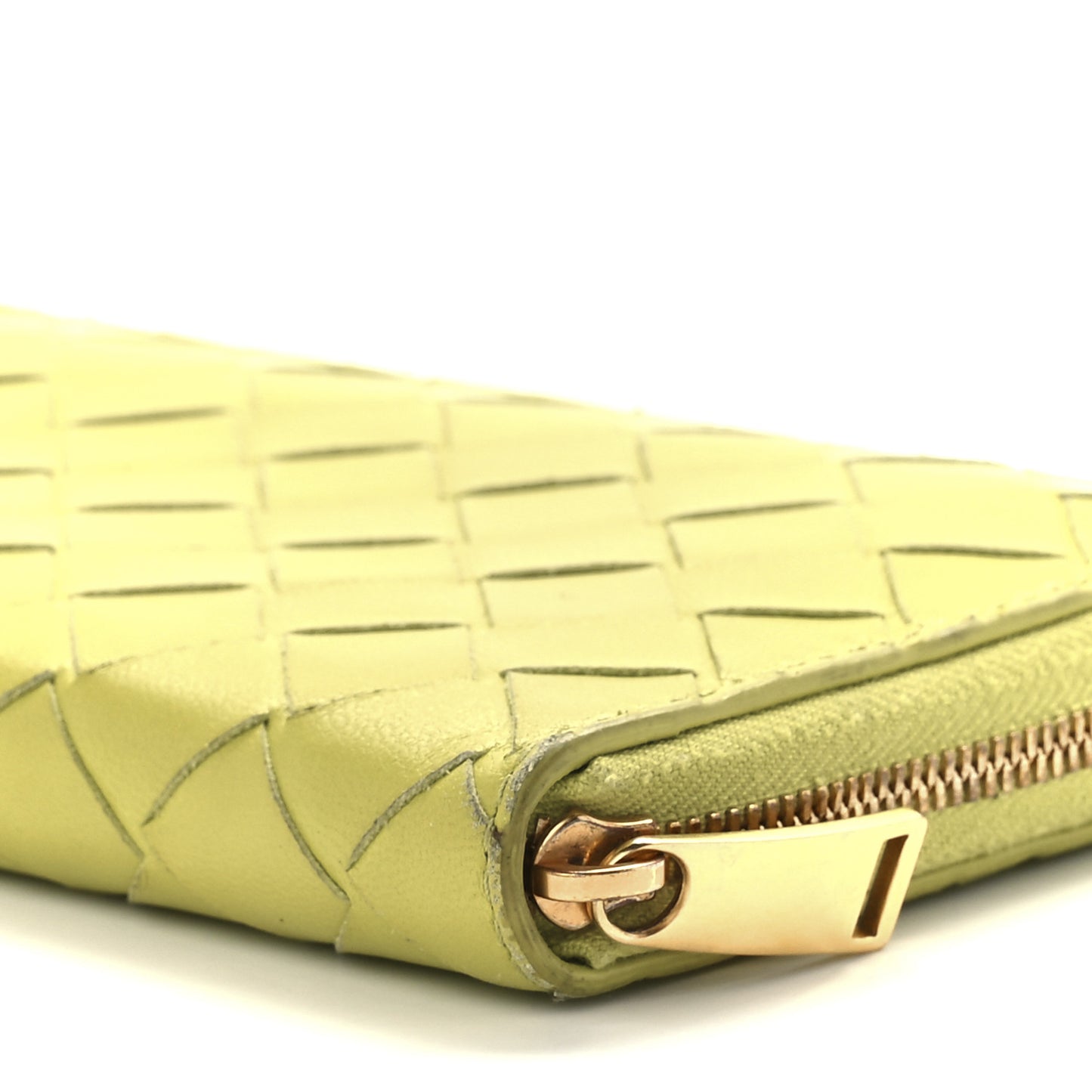 Nappa Intrecciato Zip Around Wallet Kiwi