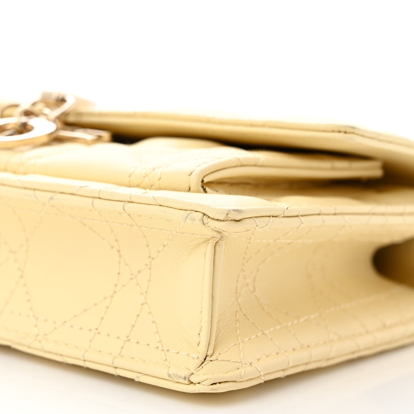 Lambskin Cannage Chain My Dior Daily Chain Pouch Soft Yellow