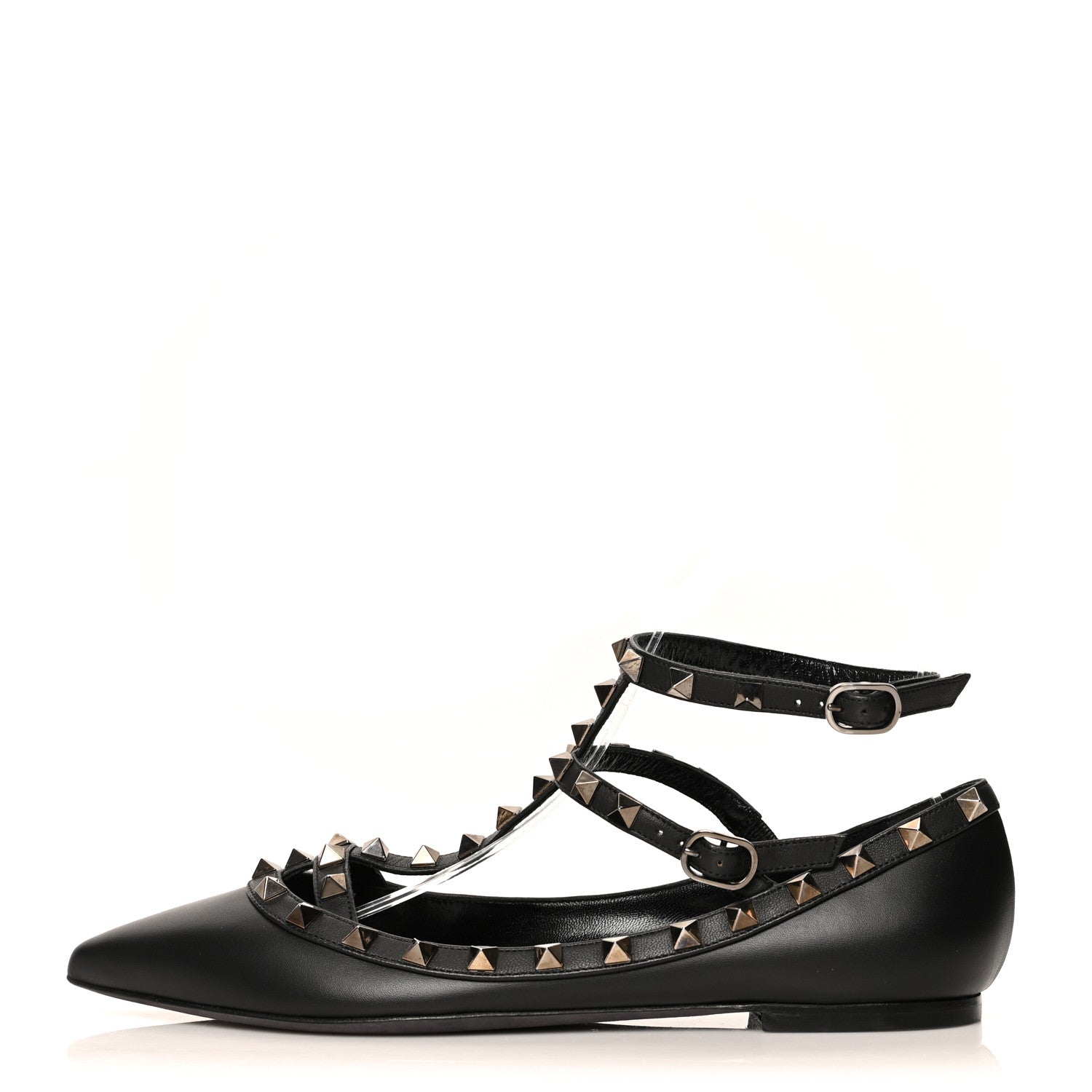 Valentino Garavani Nappa Rockstud Cage Ballerina Flats 38.5 Black 1 of 8