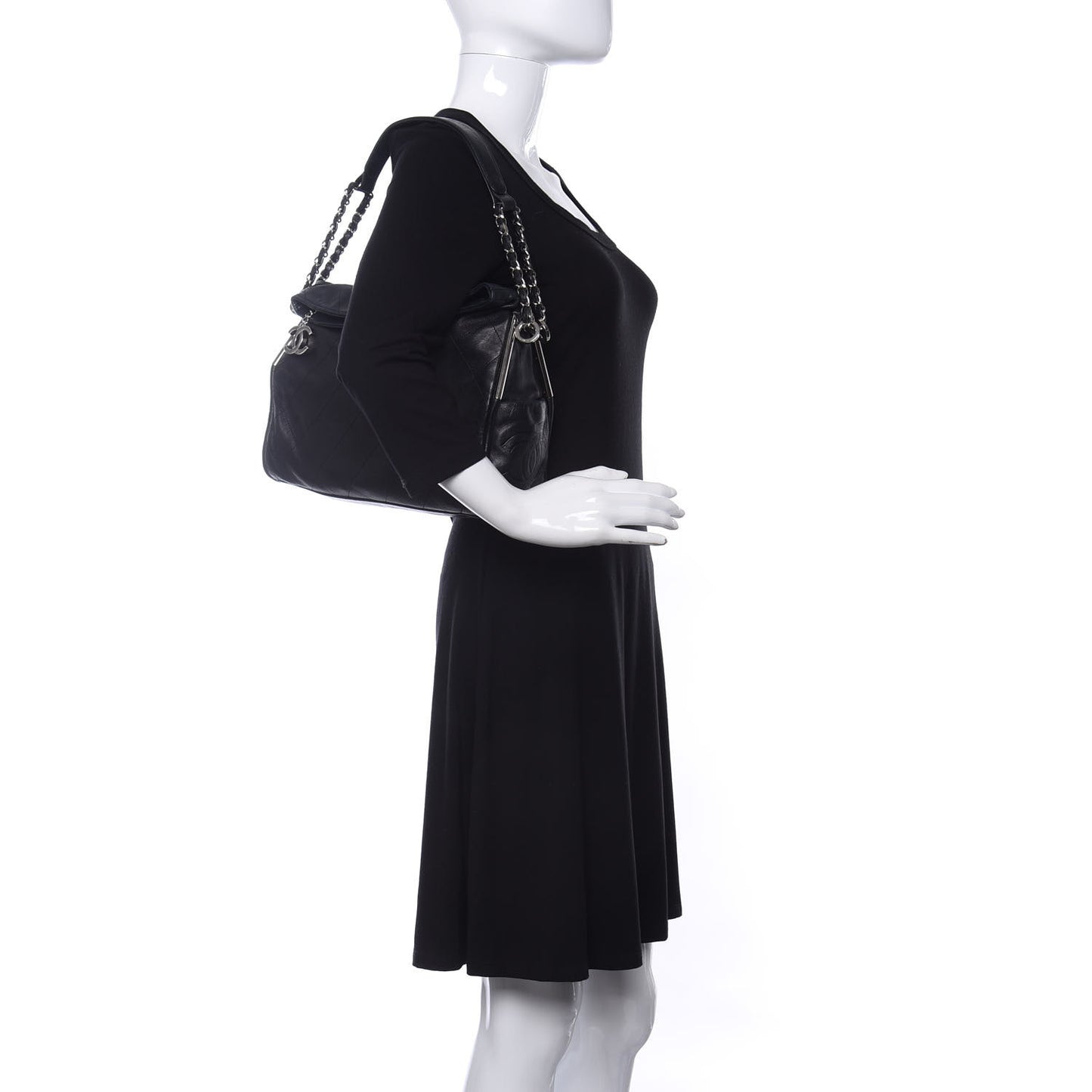 Lambskin Stitched Medium Ultimate Soft Tote Black