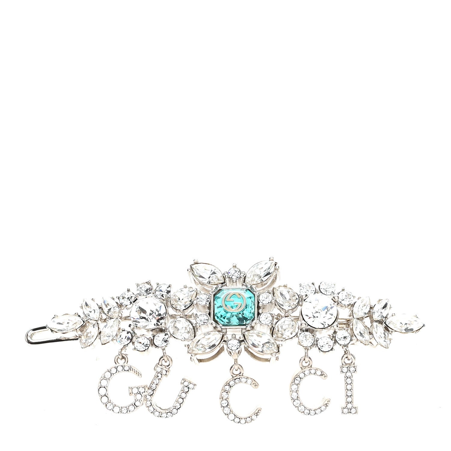 Gucci Crystal Logo Hair Clip Silver 1886926 – FASHIONPHILE