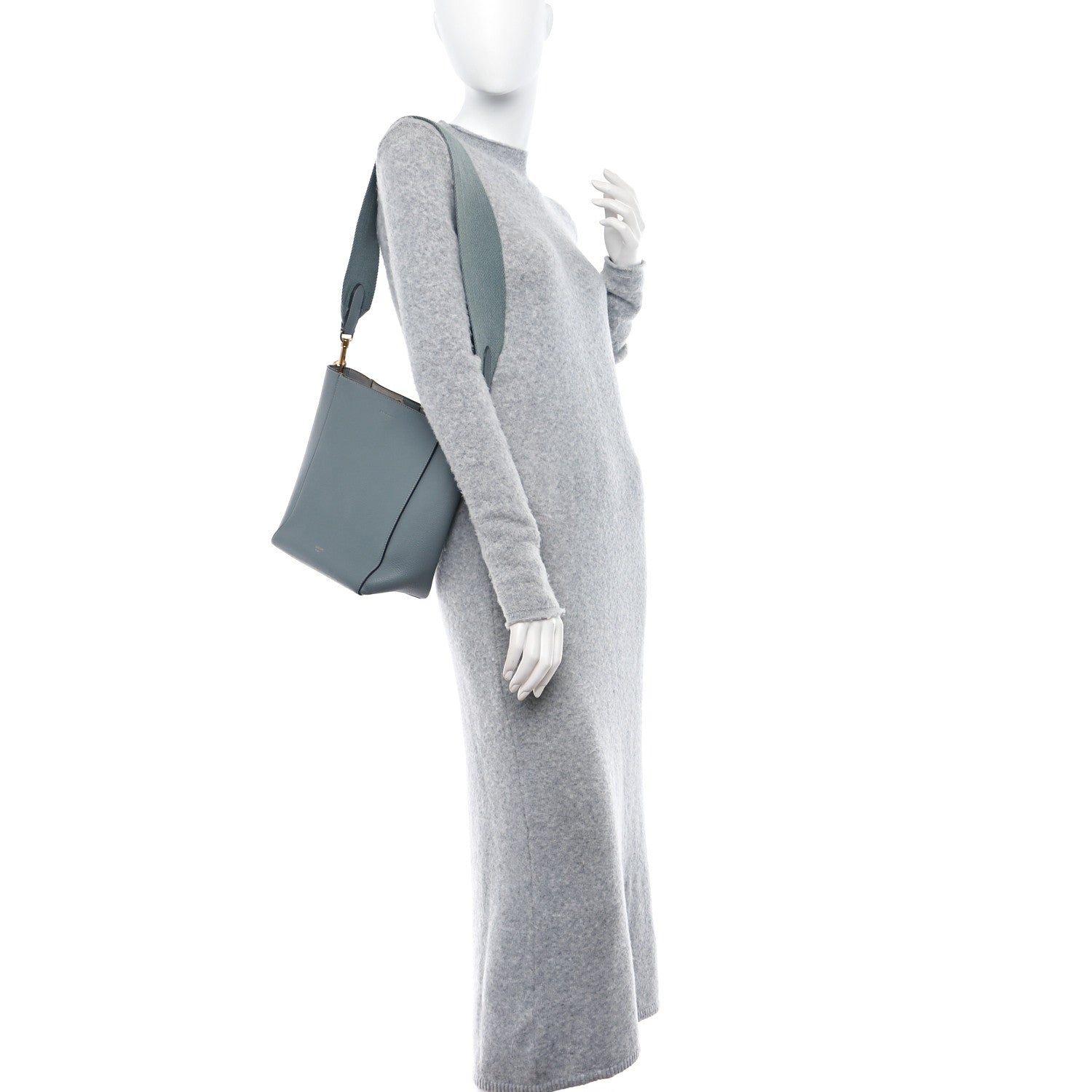 Celine Soft Grained Calfskin Small Sangle Bucket Bag Grey 2 of 9