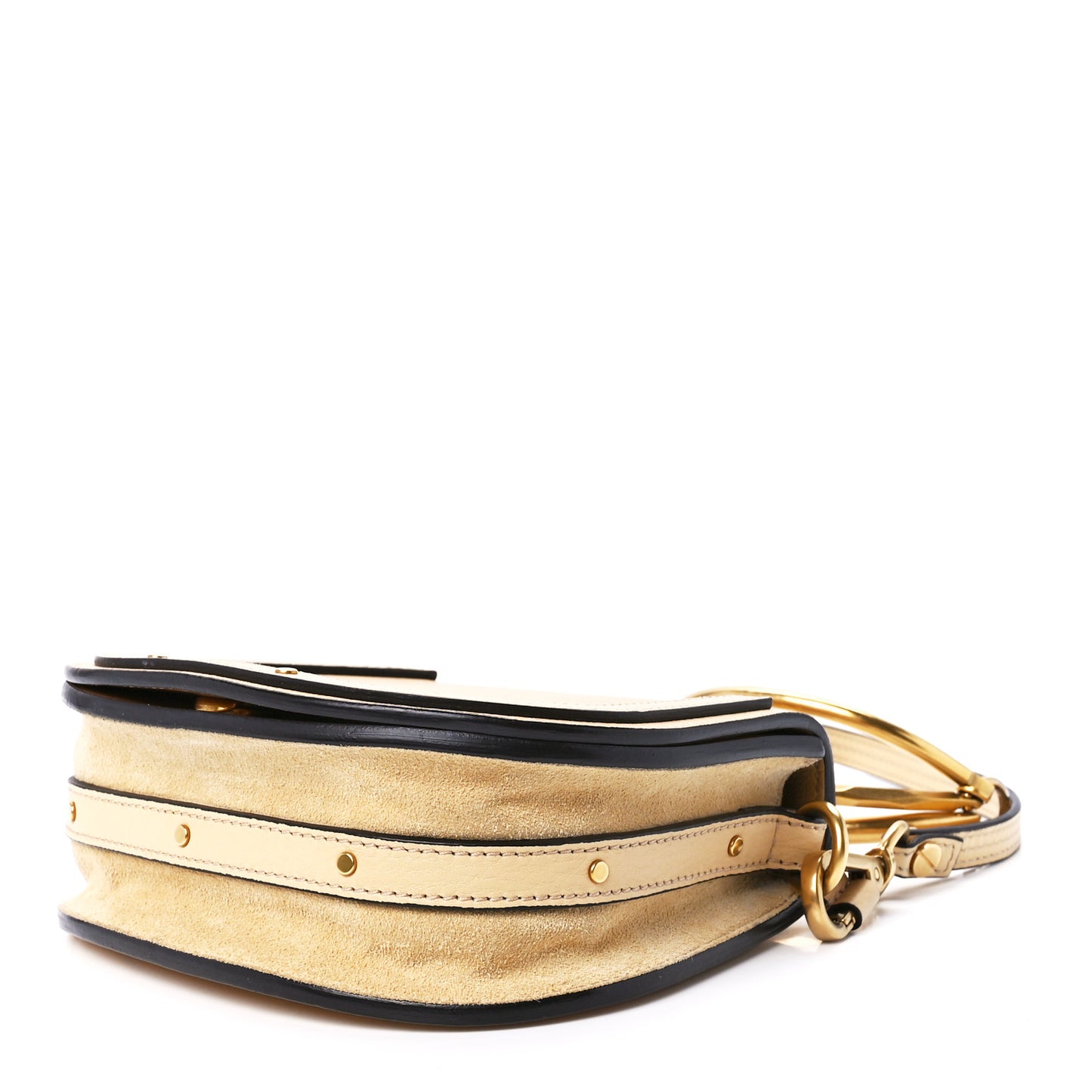 Calfskin Suede Small Nile Bracelet Bag Subtle Yellow