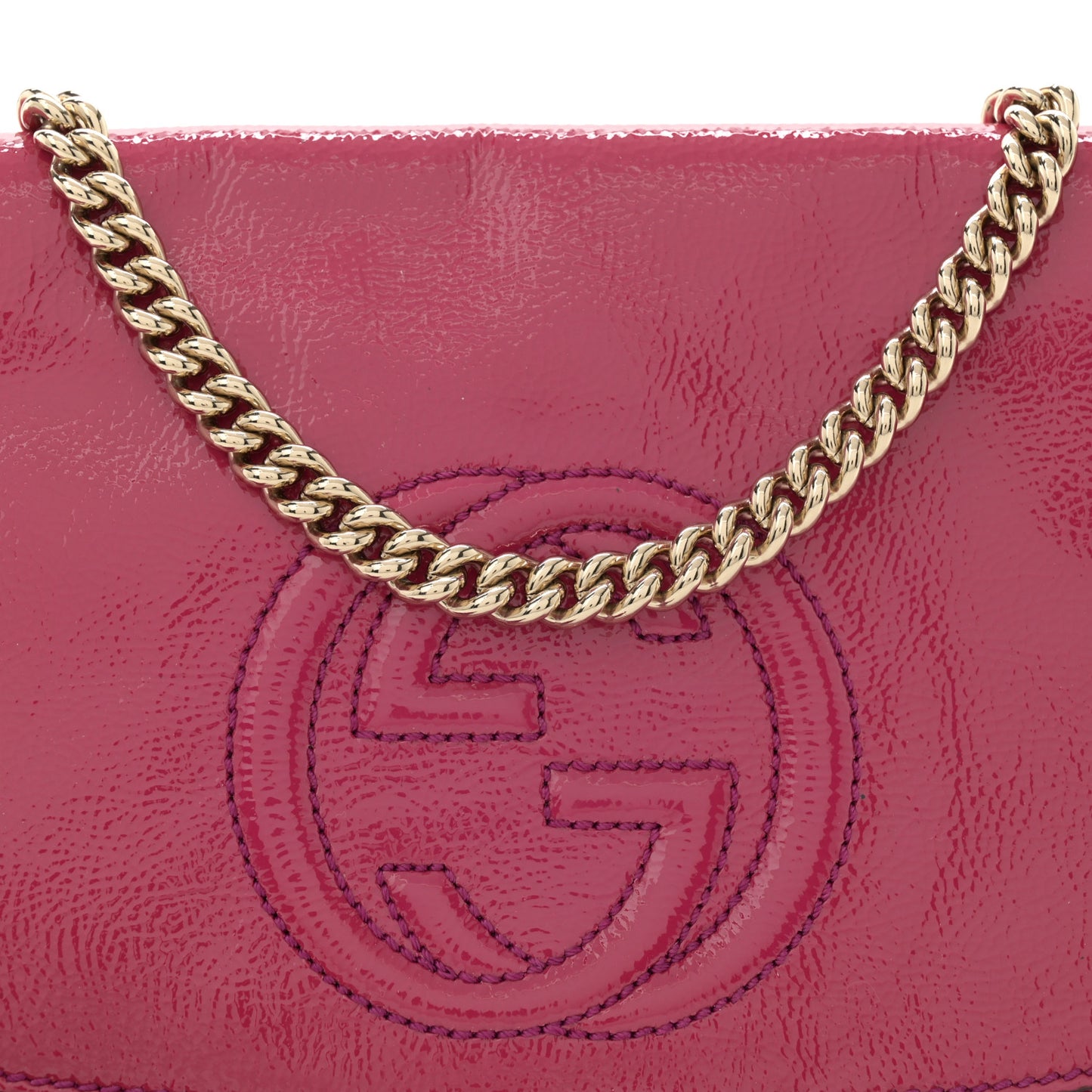 Patent Medium Soho Flap Crossbody Bright Bougainvillea