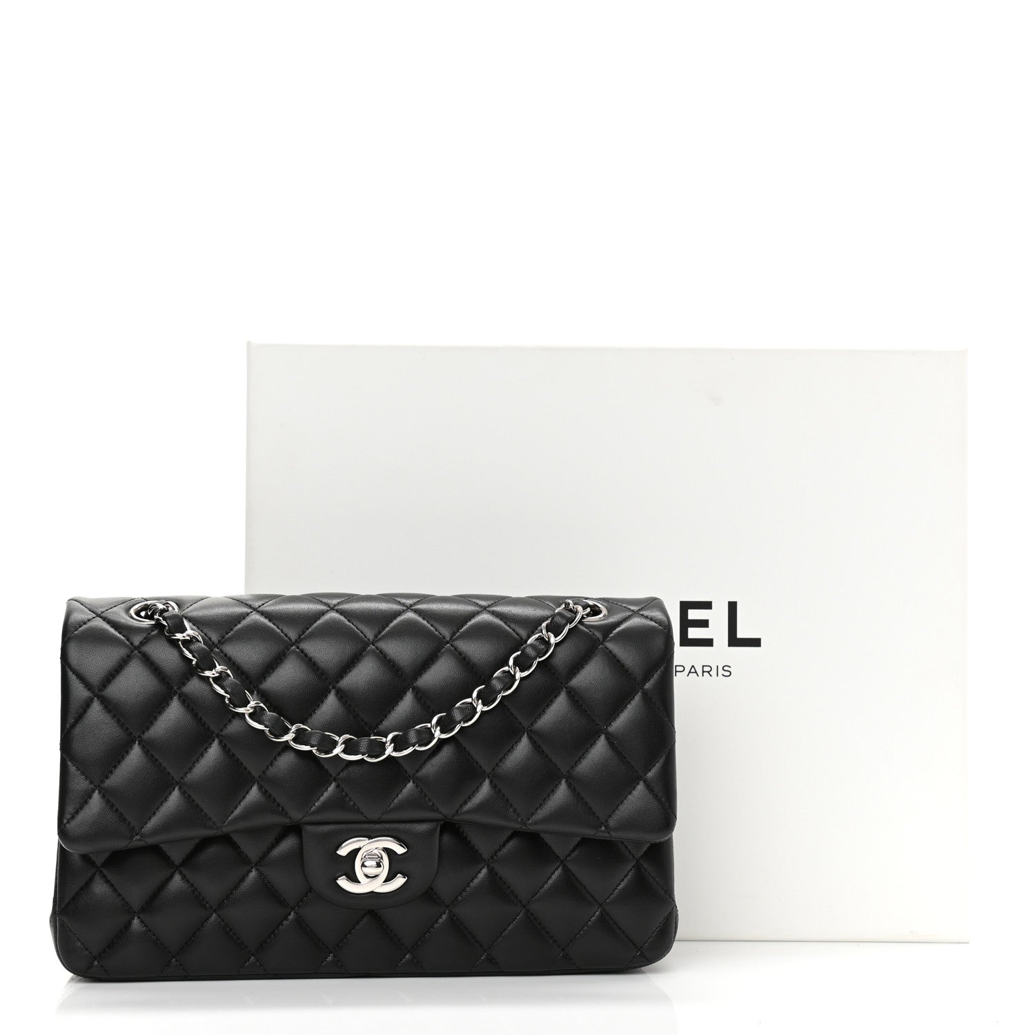 Chanel Lambskin Quilted Medium Double Flap Black 10 of 10