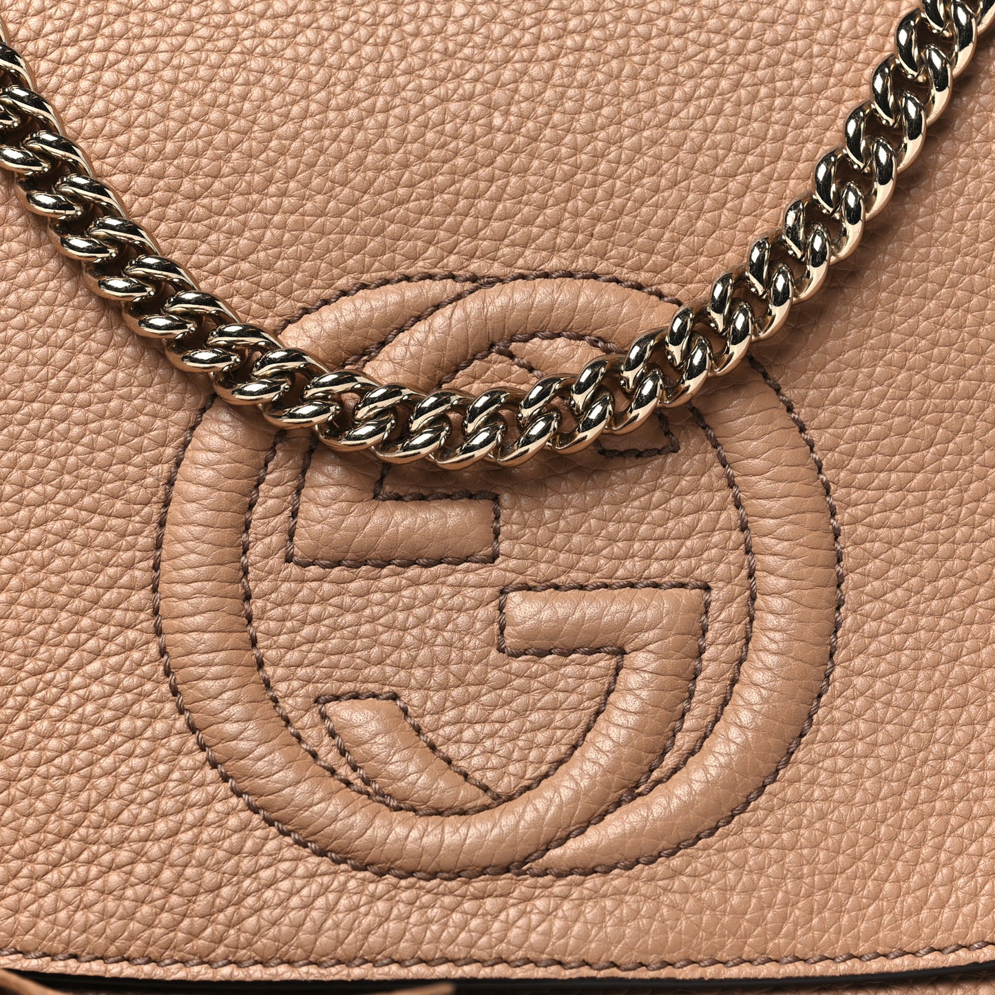 Pebbled Calfskin Medium Soho Flap Crossbody Camelia