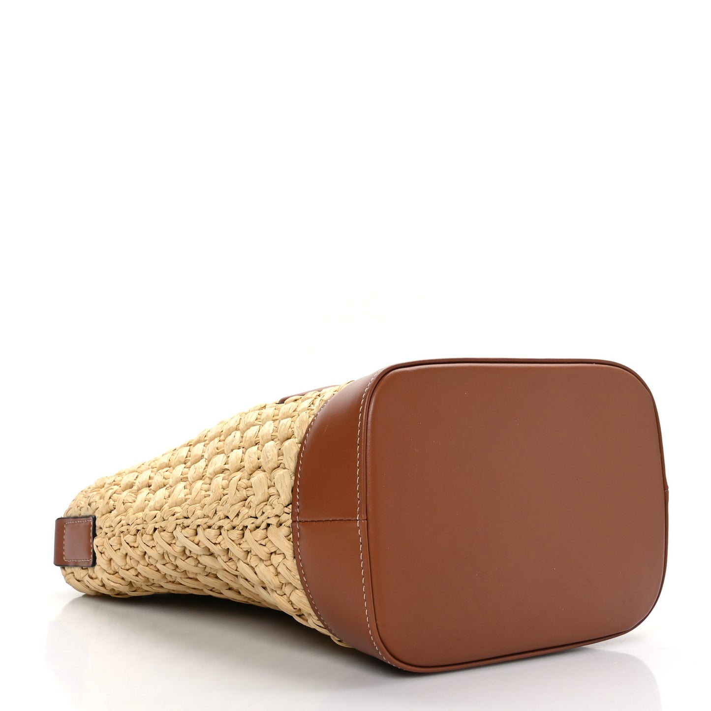 Raffia Calfskin Small Triomphe Bucket Natural Tan
