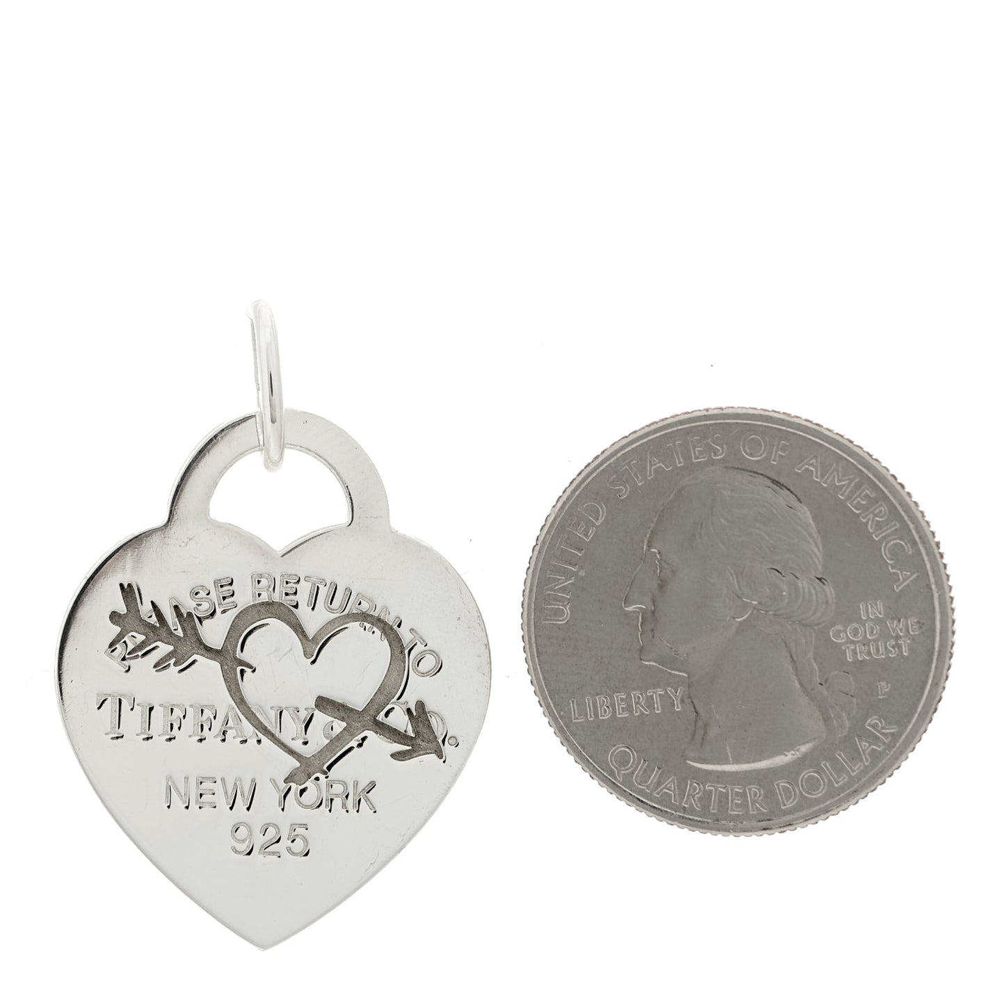 Sterling Silver Return To Tiffany Etched Heart and Arrow Tag Charm