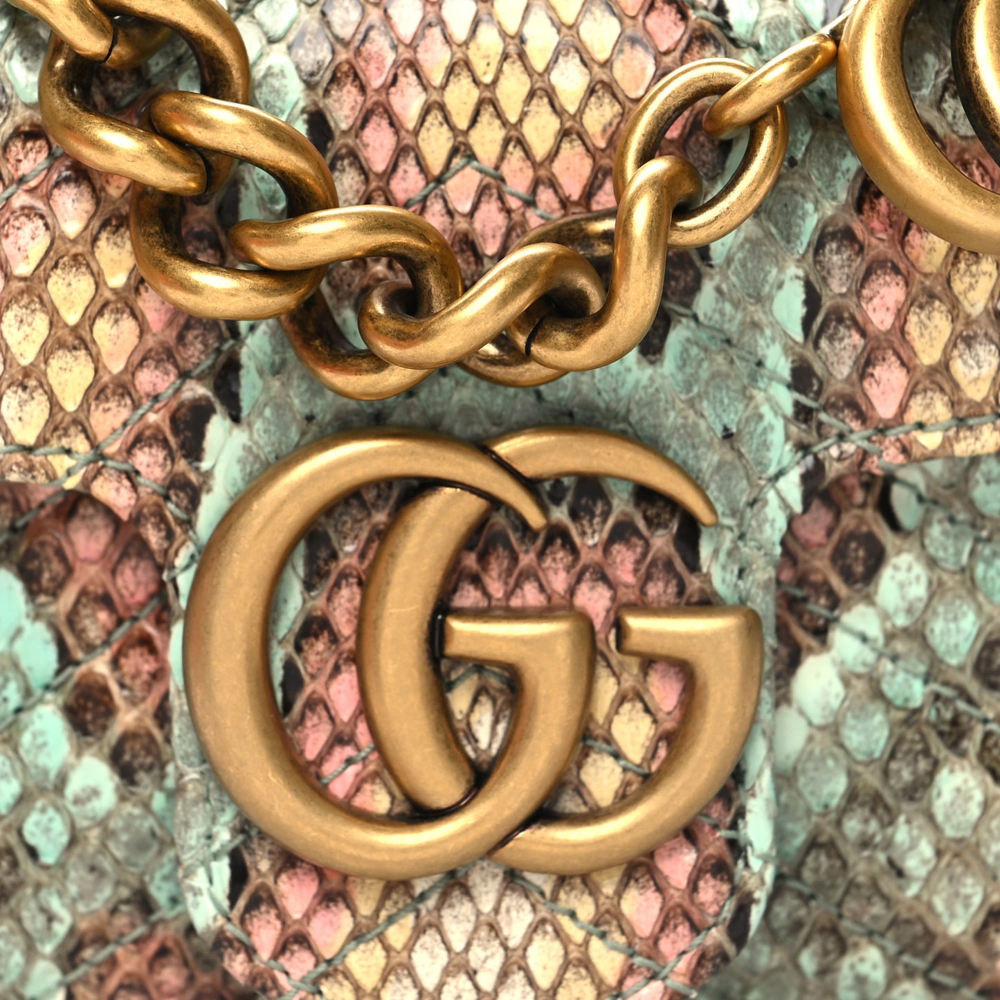 Snakeskin Matelasse GG Marmont Chain Belt Bag