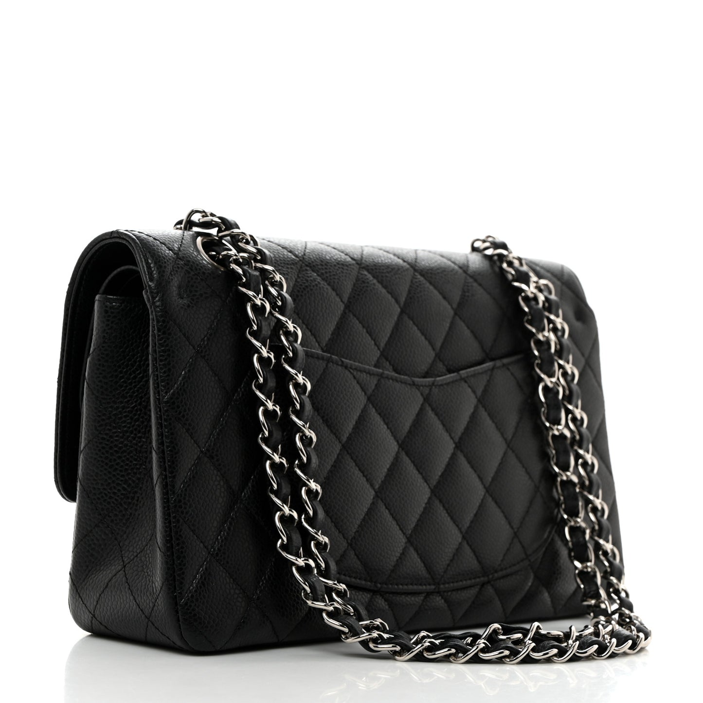 Caviar Quilted Medium Double Flap Black
