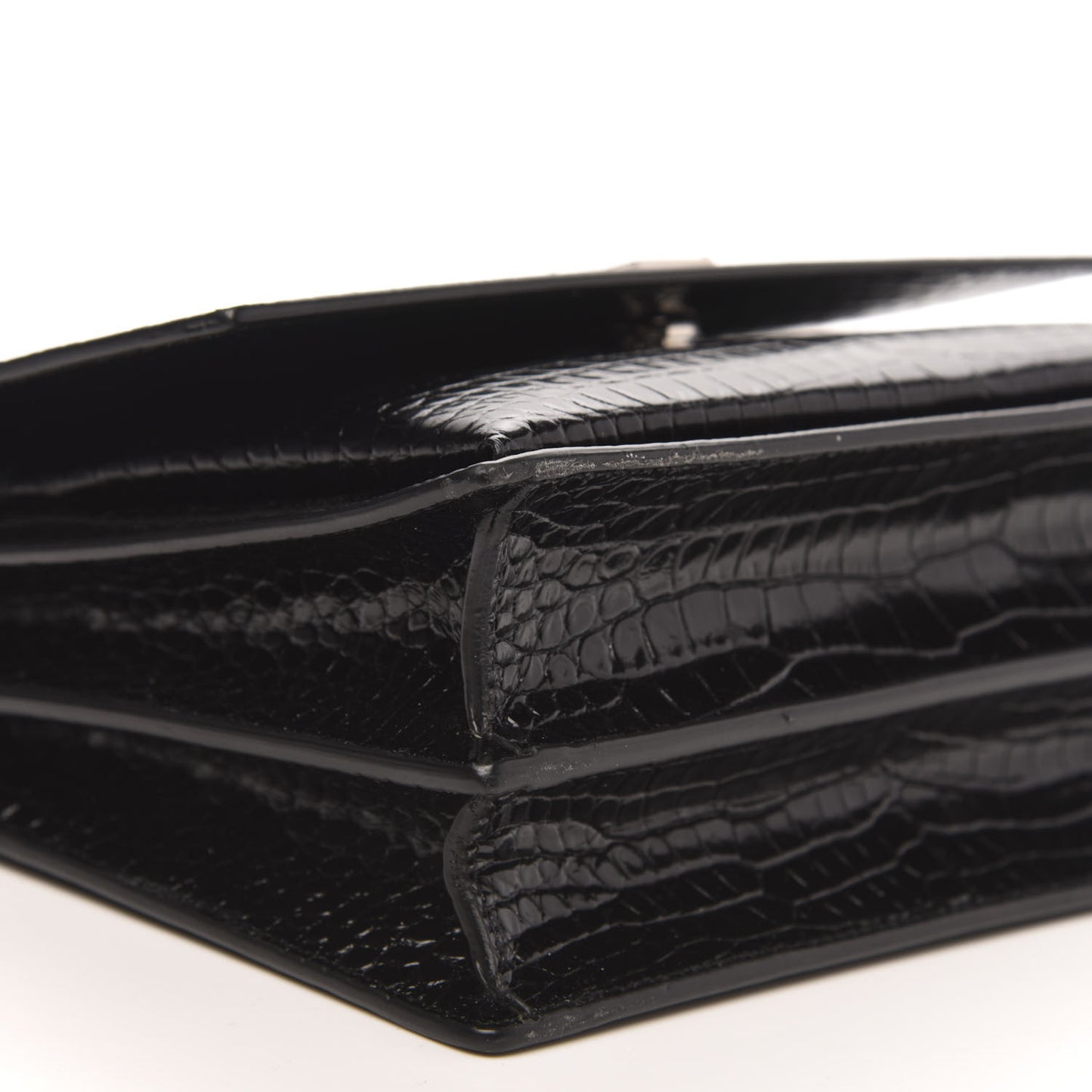 Calfskin Crocodile Embossed Monogram Sunset Black