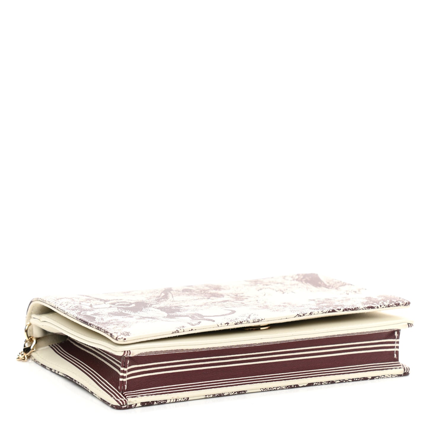 Calfskin Toile de Jouy Carnivora Wallet On Chain Pouch White
