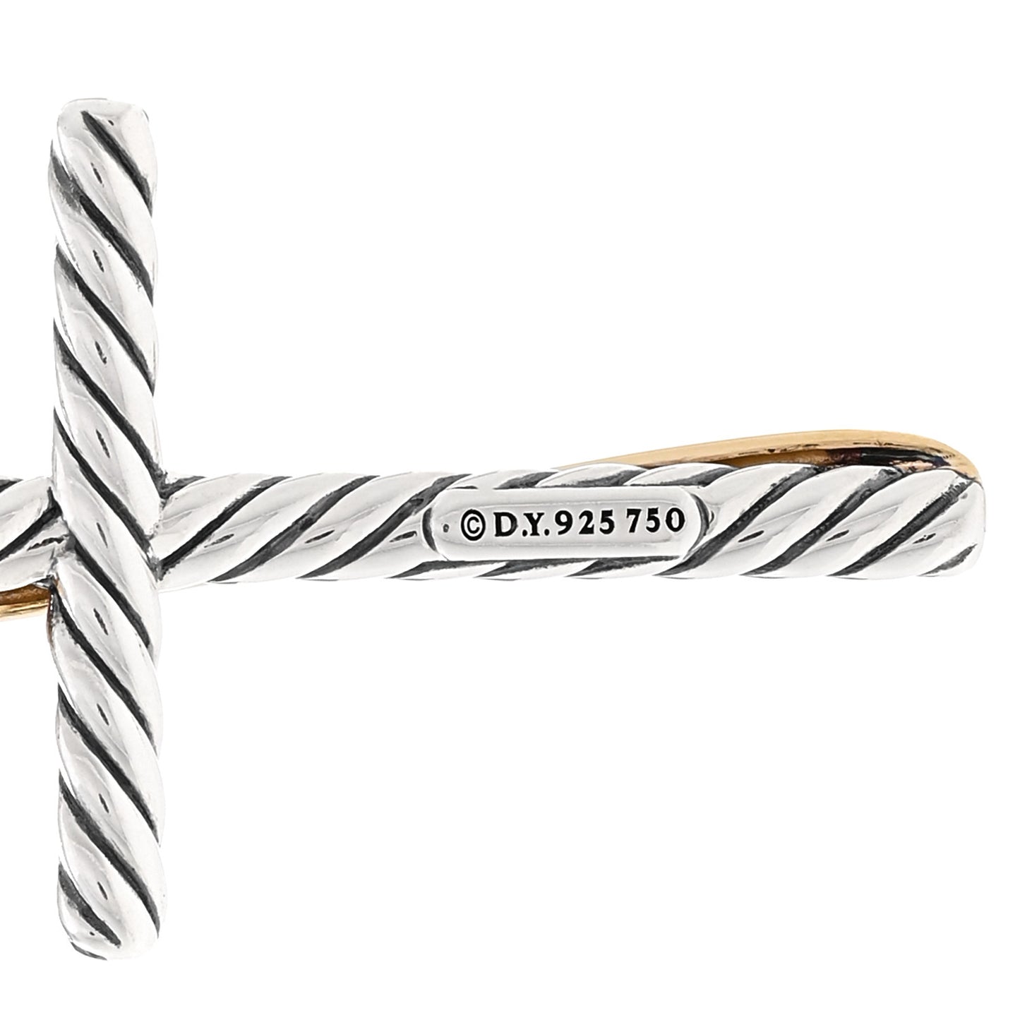 Sterling Silver 18K Yellow Gold 35mm Crossover Cross Necklace