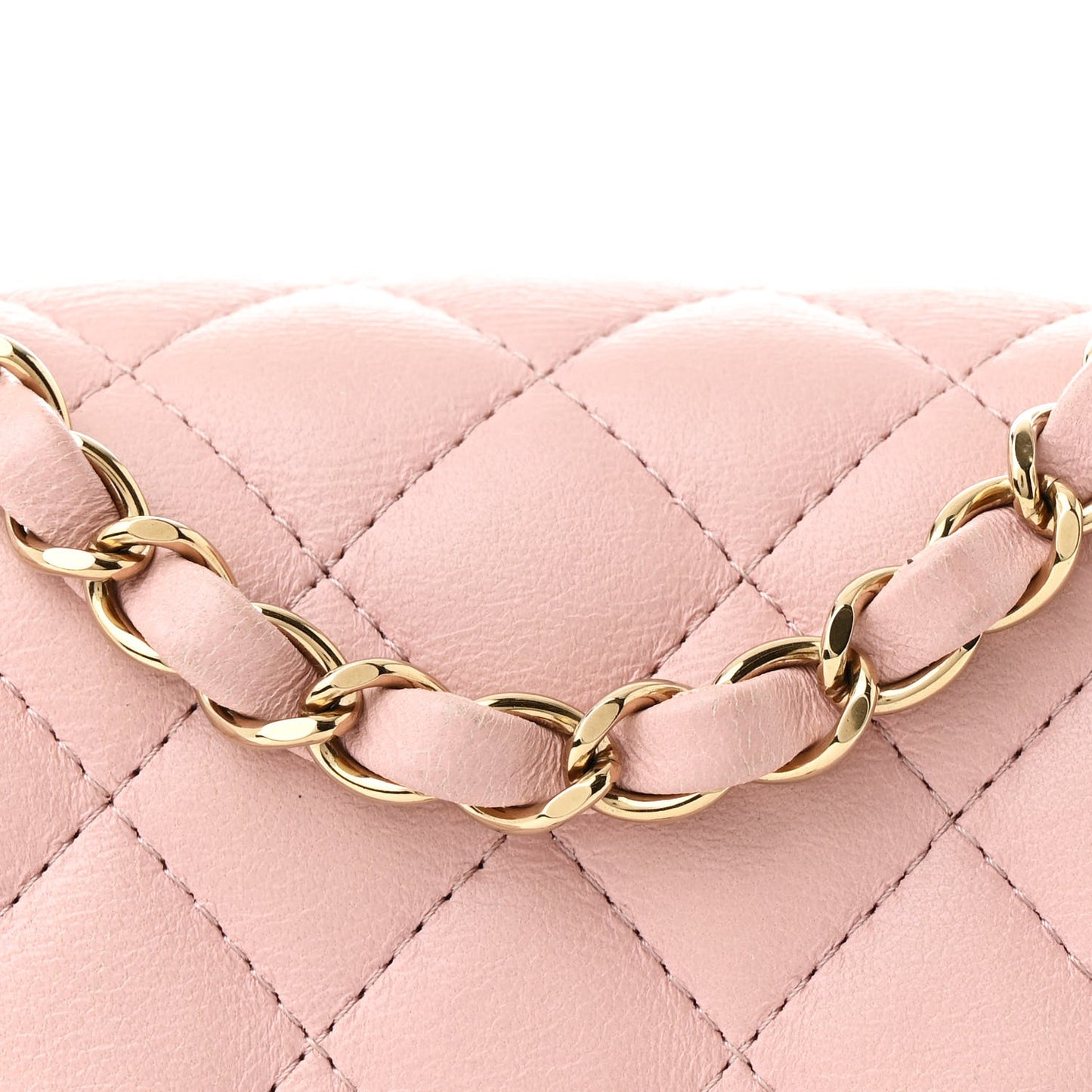 Lambskin Quilted Mini Square Flap Light Pink