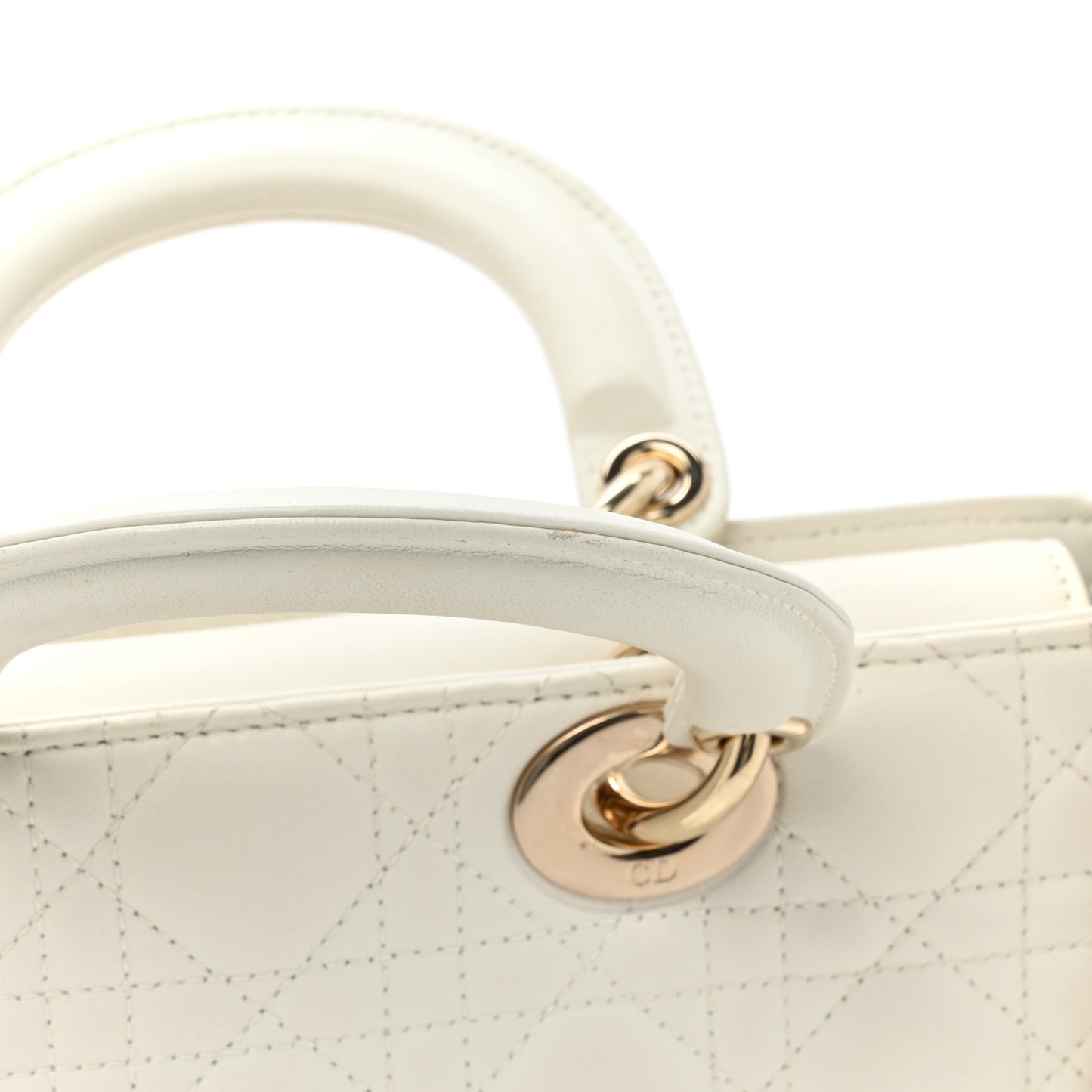 Lambskin Cannage Medium Lady D-Joy White