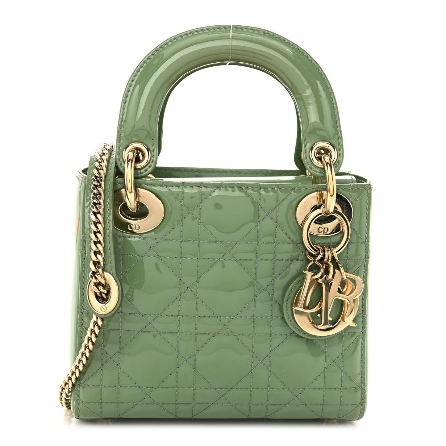 Patent Cannage Mini Lady Dior Mint Green