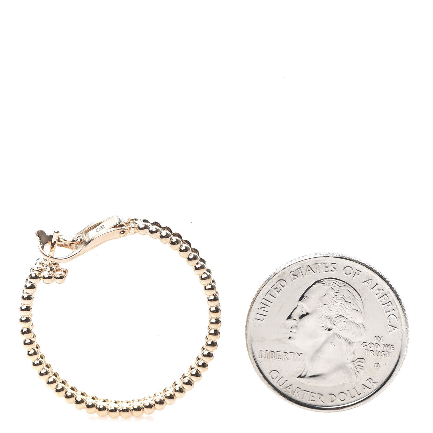 18K Rose Gold Diamond Perlee Hoop Earrings