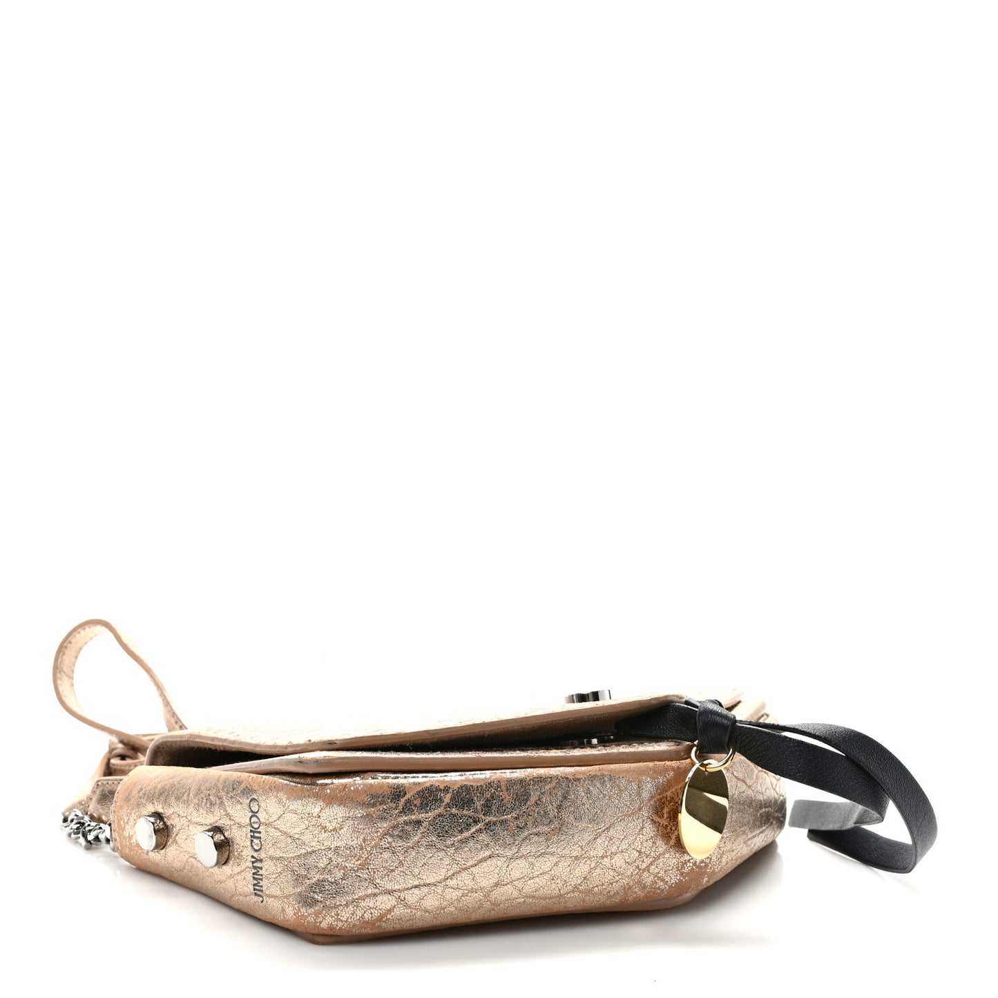 Metallic Grained Calfskin Arrow Crossbody Bag Light Gold