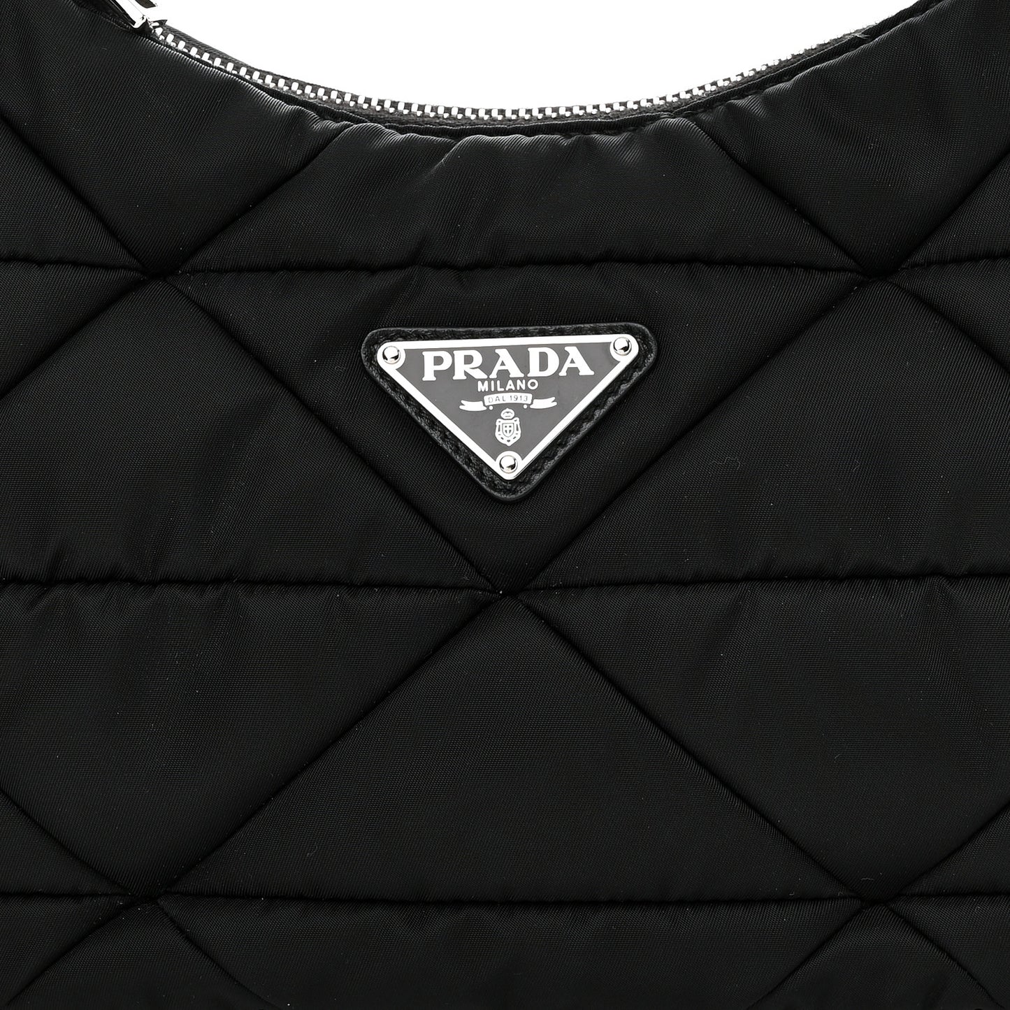 Re-Nylon Triangle Padded Patchwork Shoulder Bag Black