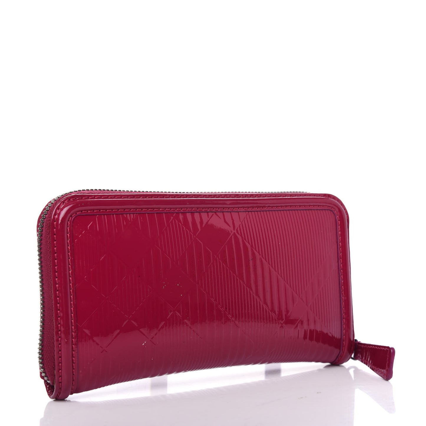 Patent Check Embossed Large Zip Around Wallet Raspberry Sorbet