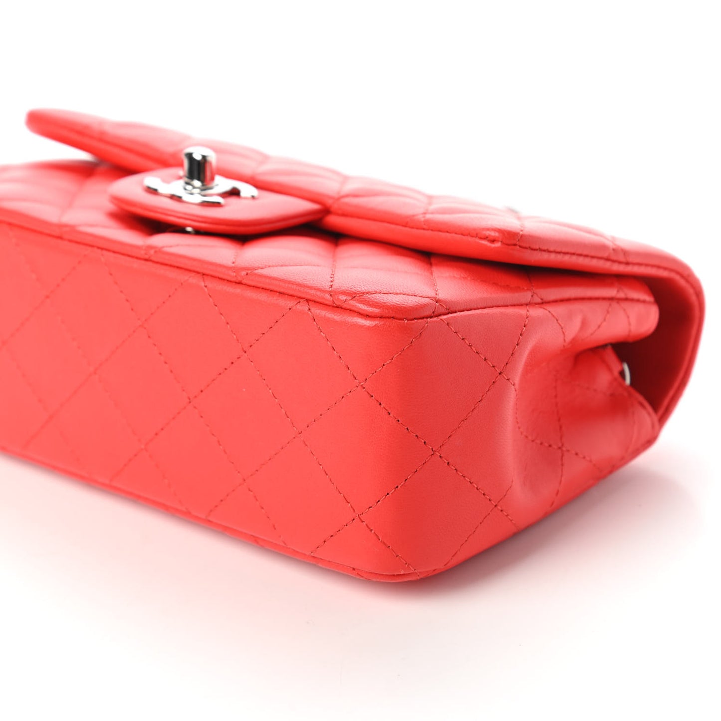Lambskin Quilted Mini Rectangular Flap Red