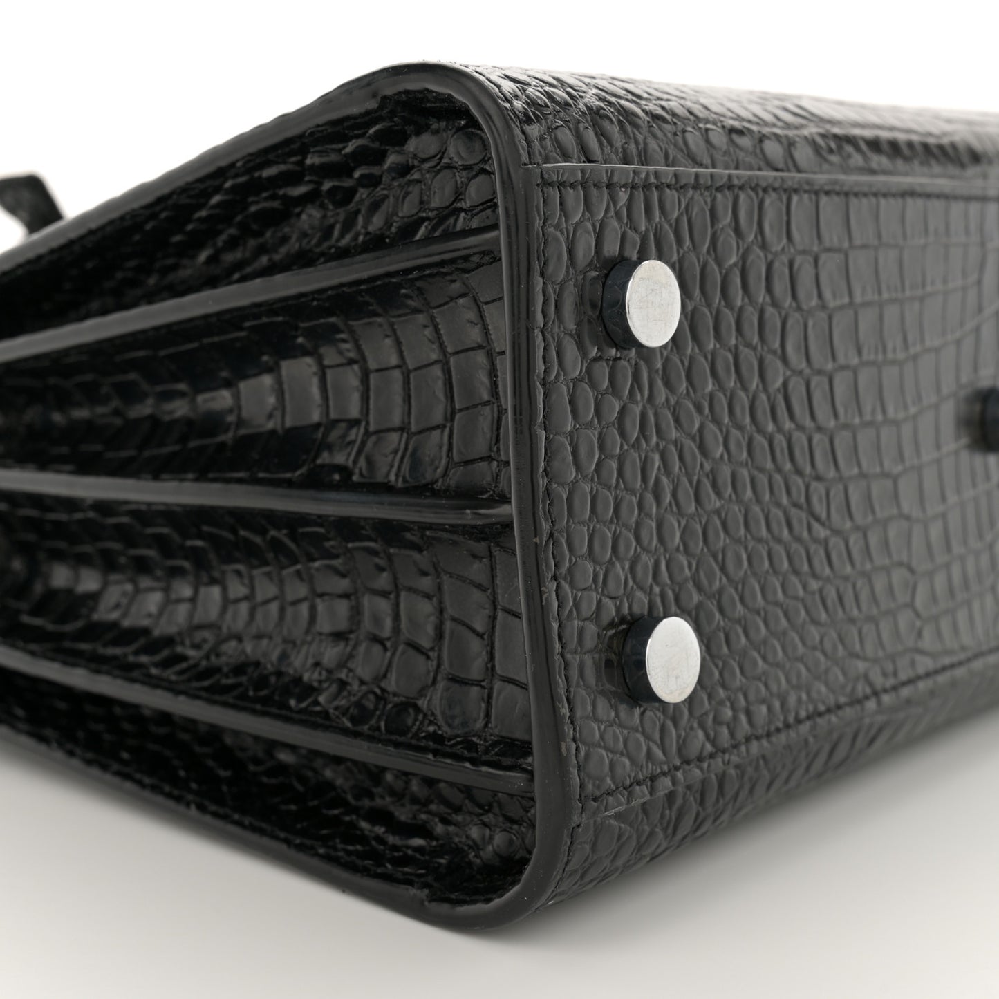 Calfskin Crocodile Embossed Baby Sac De Jour Black