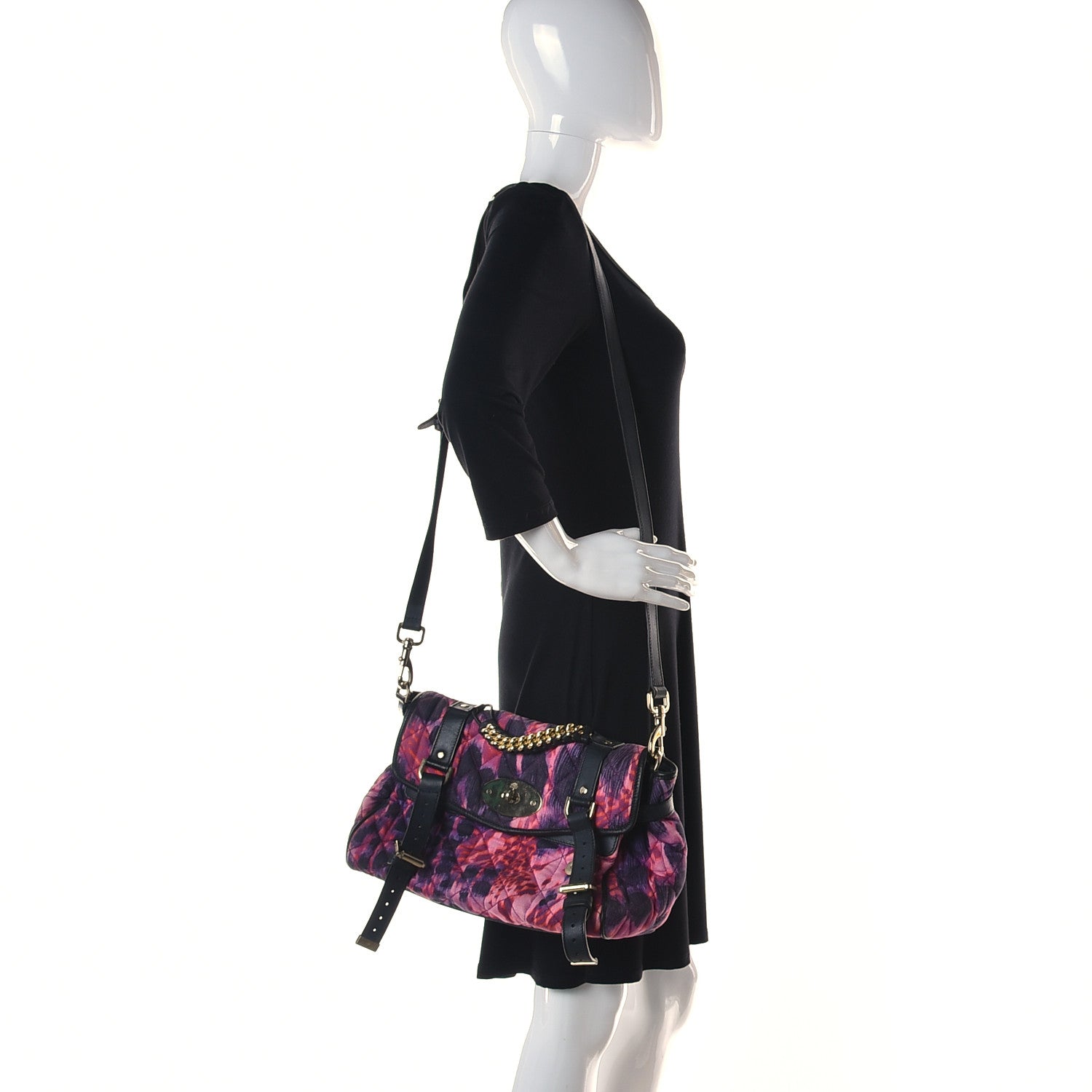 Mulberry Denim Alexa Quilted Loopy Leopard Print Purple Red 2 of 21