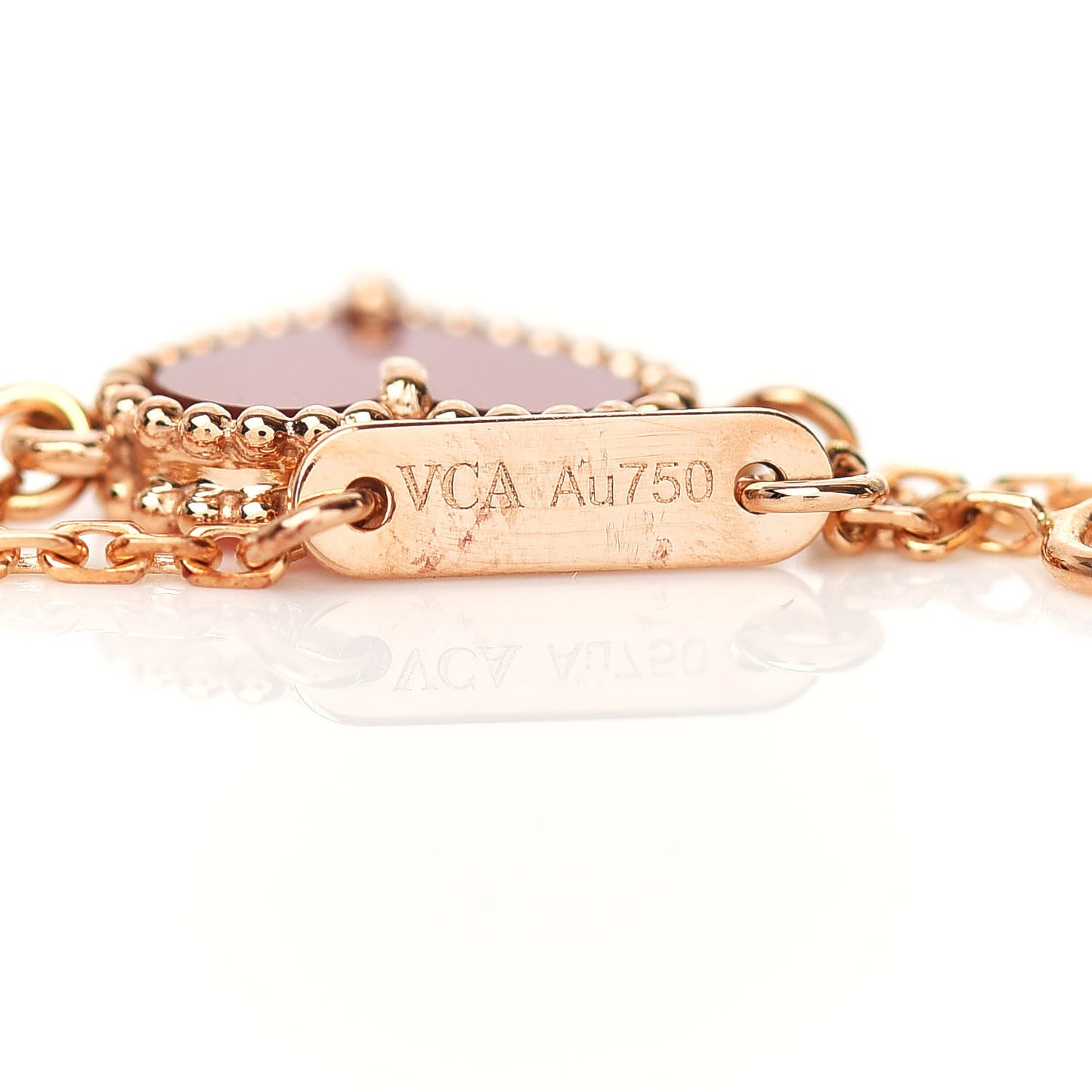 18K Rose Gold Carnelian Sweet Alhambra Heart Bracelet