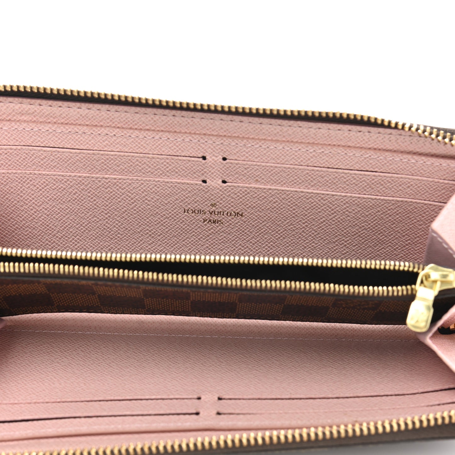 Damier Ebene Clemence Wallet Rose Ballerine