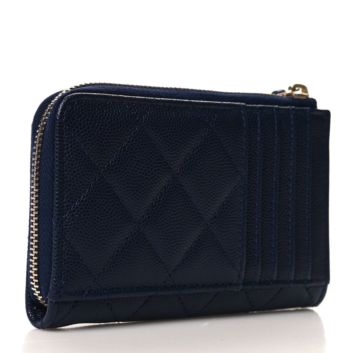 Caviar Quilted CC Zip Around Card Holder Blue
