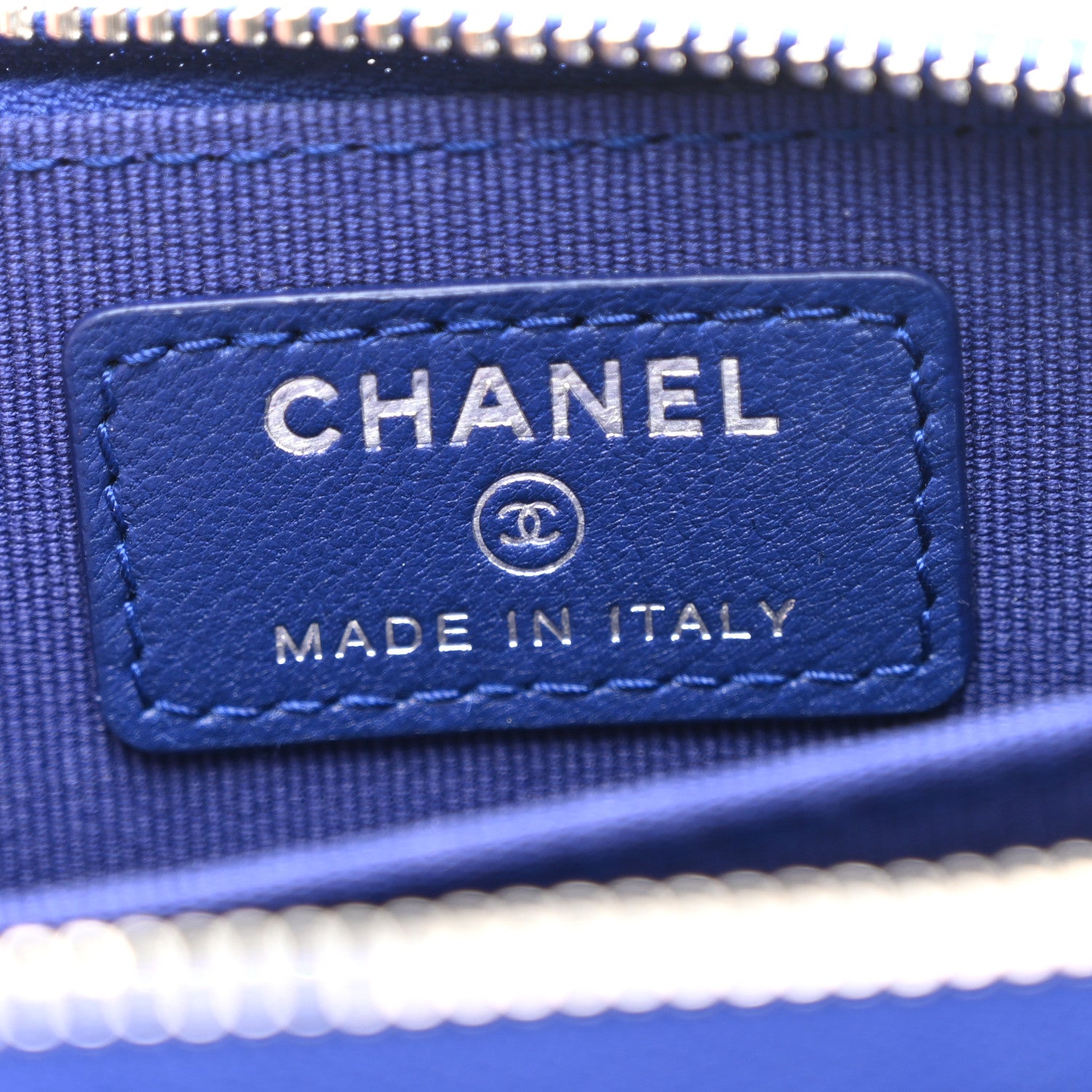 Chanel Lambskin Quilted Zip Around Coin Purse Wallet Blue 6 of 9