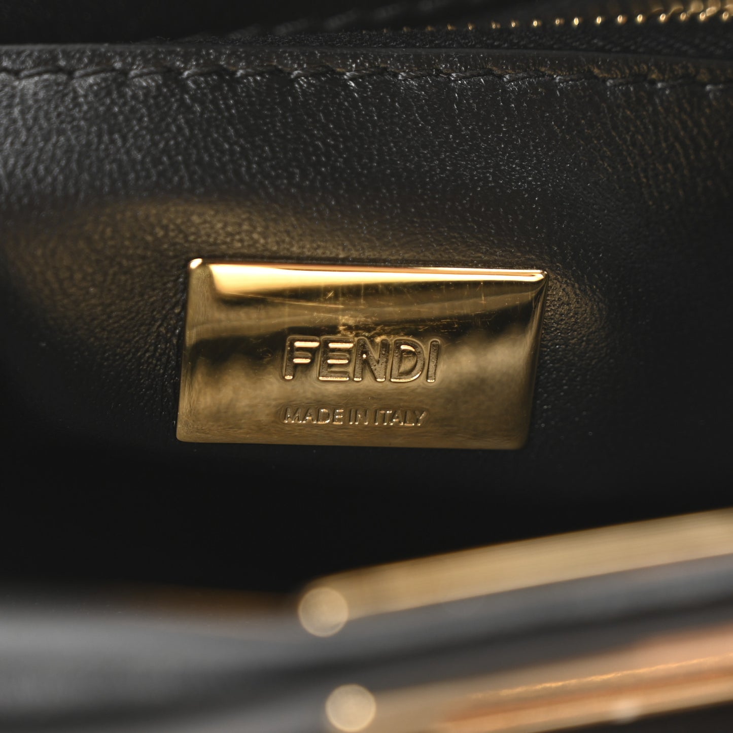 Shearling Nappa Macro FF 1974 Mini Peekaboo Iconic Satchel Tobacco Black