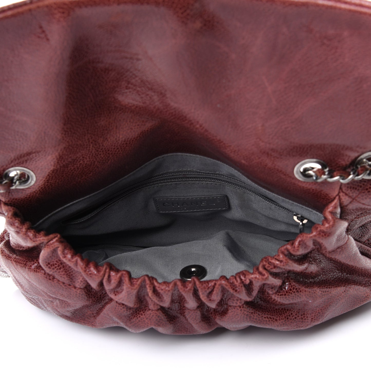 Caviar Quilted Medium Elastic Flap Bordeaux
