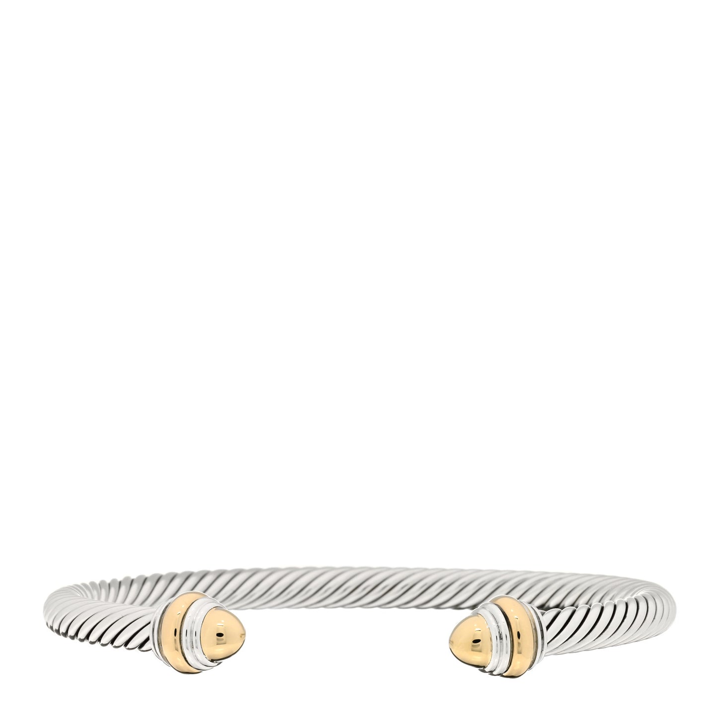 Sterling Silver 14K Yellow Gold 5mm Cable Classics Dome Bracelet