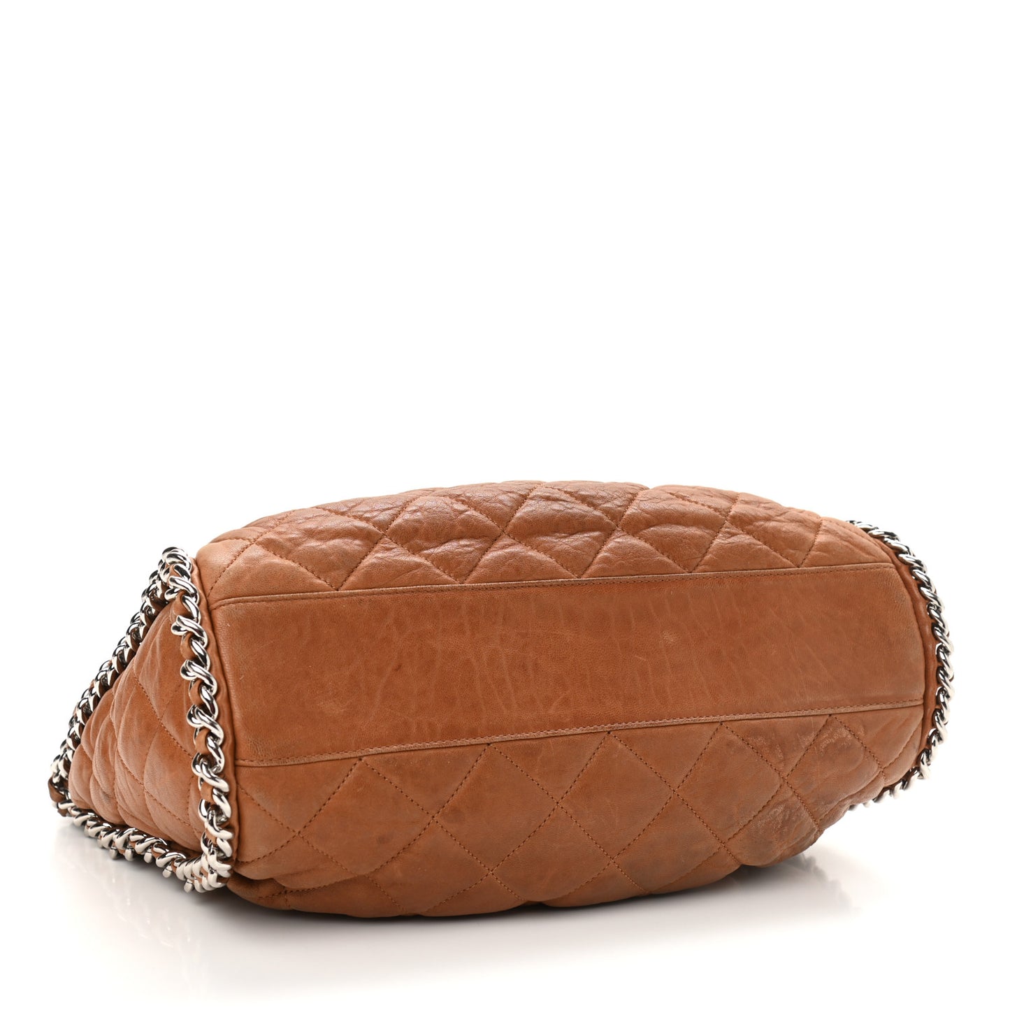 Washed Lambskin Chain Around Hobo Beige