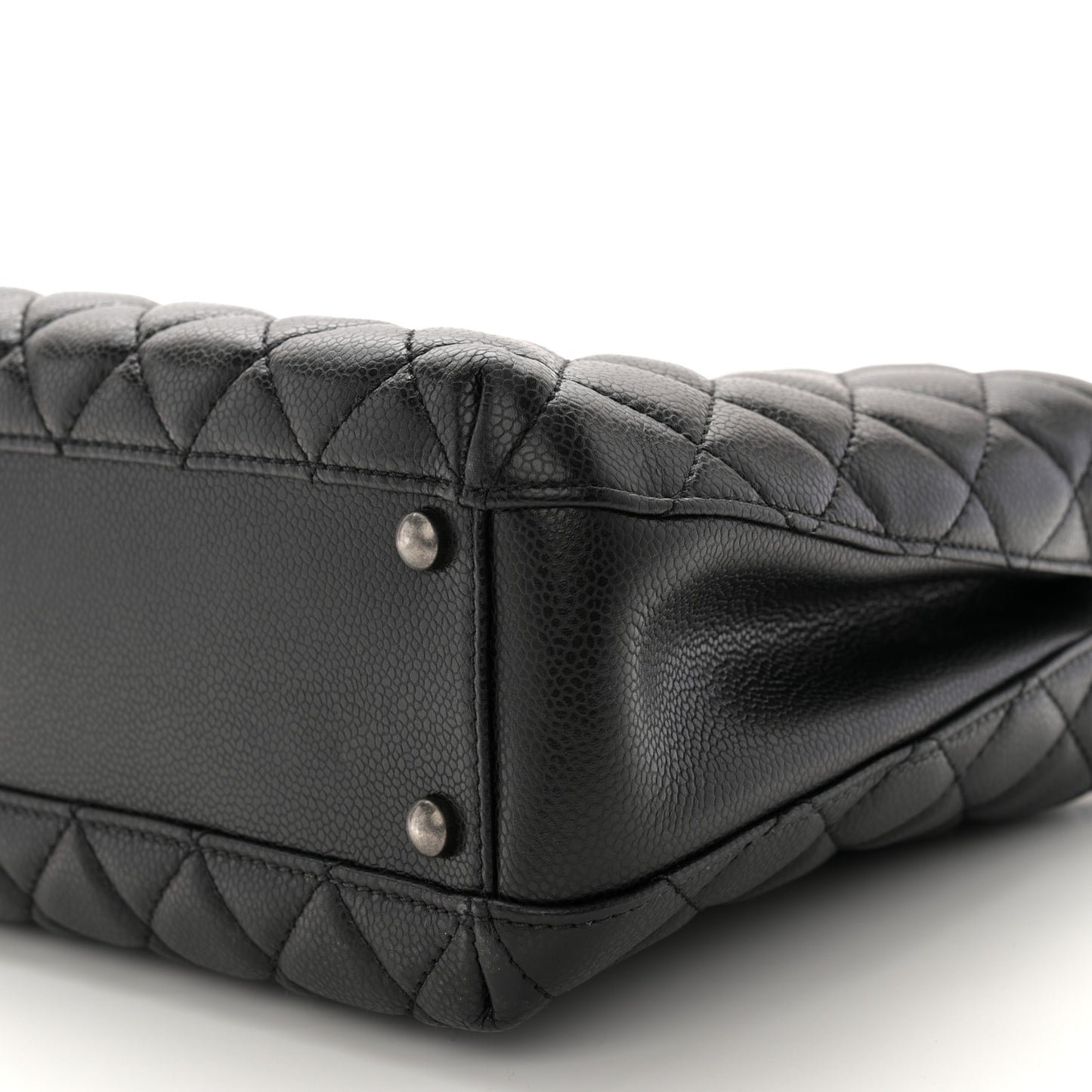 Caviar Quilted Small City Shopping Tote Black