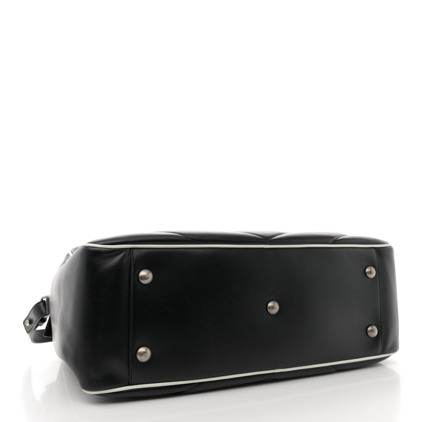Calfskin Medium Miles Logo Bowler Duffel Bag Black