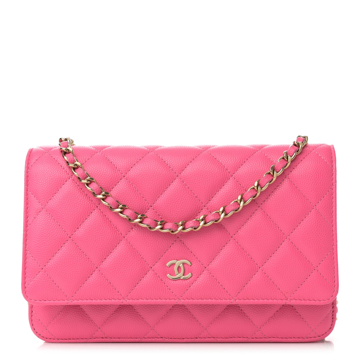 Caviar Quilted Wallet on Chain WOC Rose