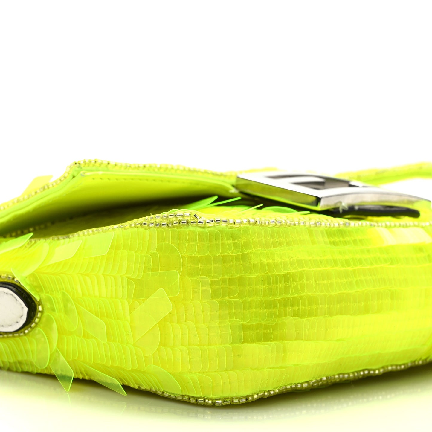 Transparent Paillettes Elaphe Mini Baguette Yellow Fluo Avorio