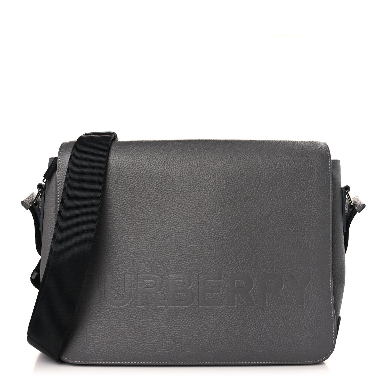 Burberry Grainy Calfskin Embossed Bruno Messenger Charcoal Grey 1 of 8