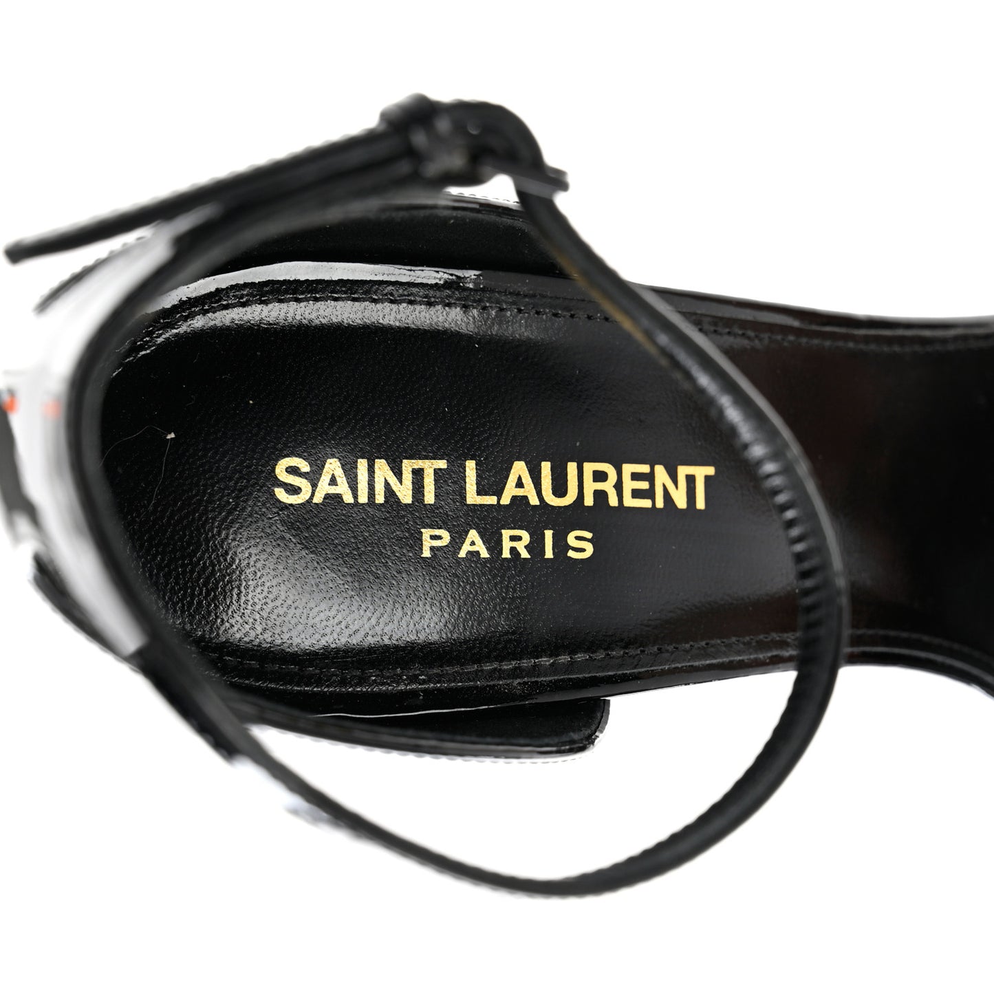 Patent Calfskin Opyum 110 Sandals 40.5 Black Gold
