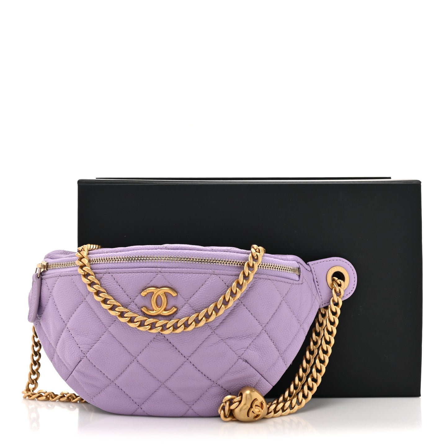 Caviar Quilted Sweetheart Belt Bag Light Purple