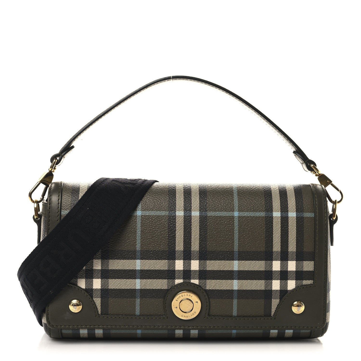 Burberry Coated Canvas Calfskin Vintage Check Note Top Handle