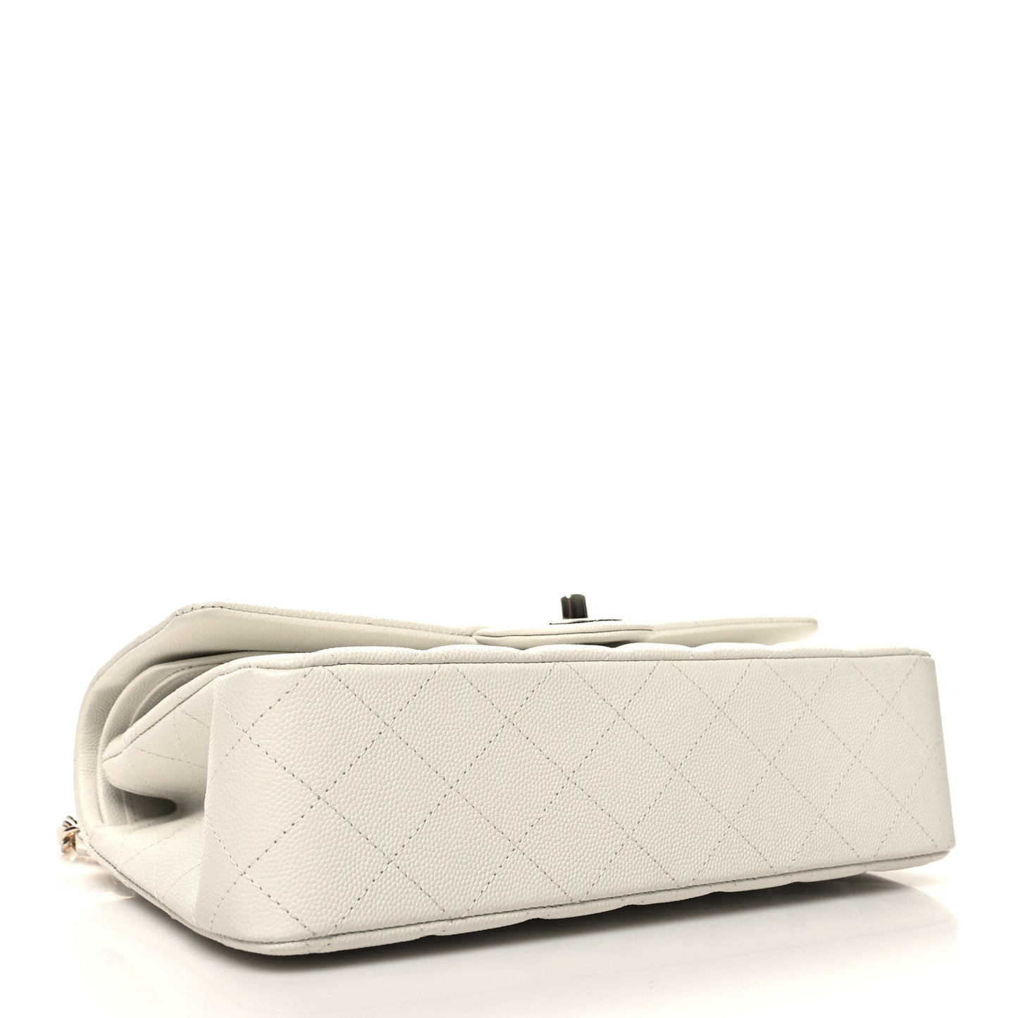 Caviar Quilted Medium Double Flap White