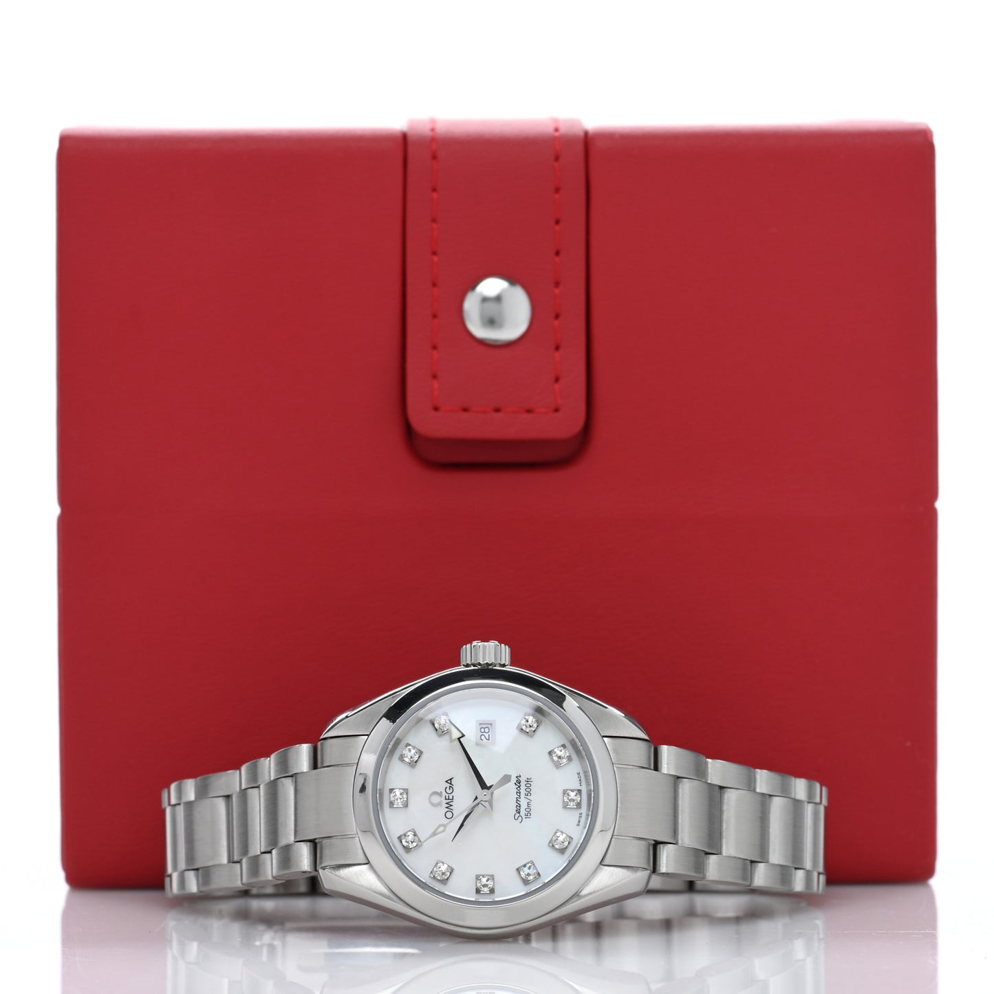 Stainless Steel Diamond Mother of Pearl 29mm Seamaster Aqua Terra Automatic Watch 2563.75.00