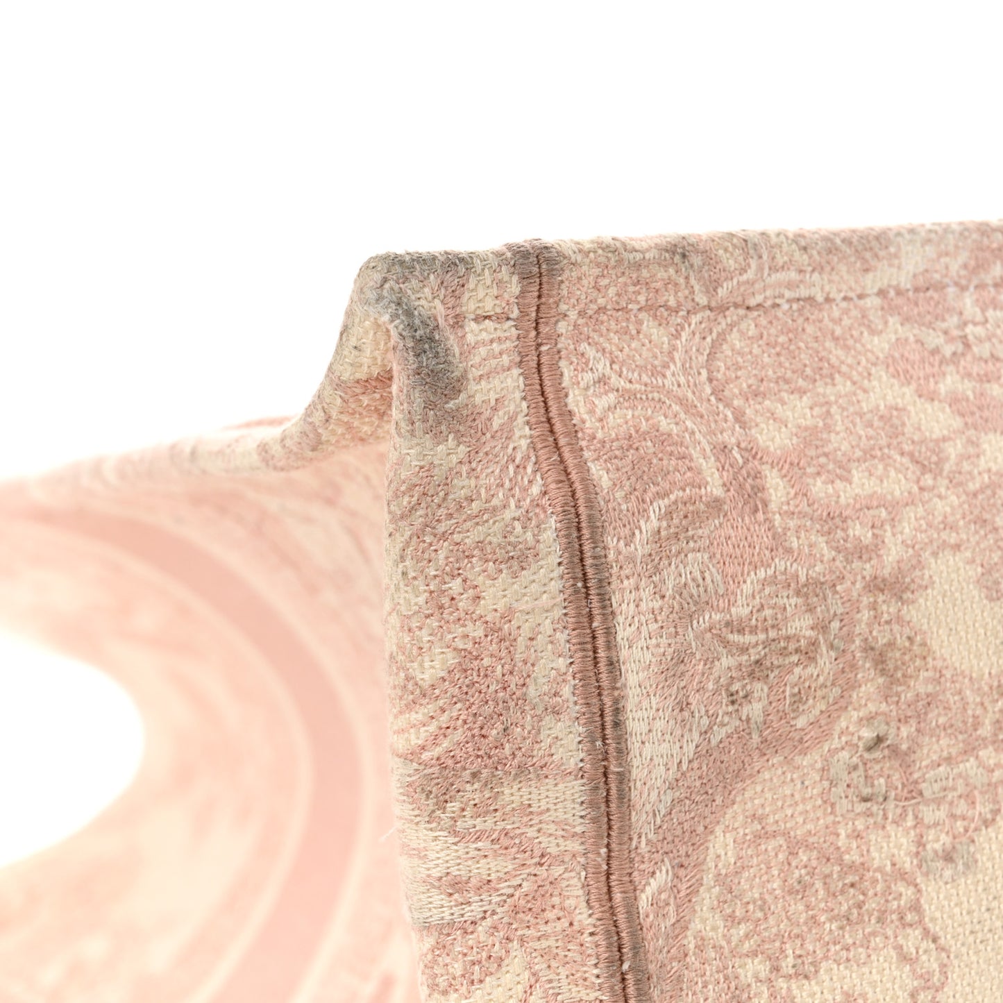 Canvas Toile De Jouy Embroidered Large Book Tote Pink