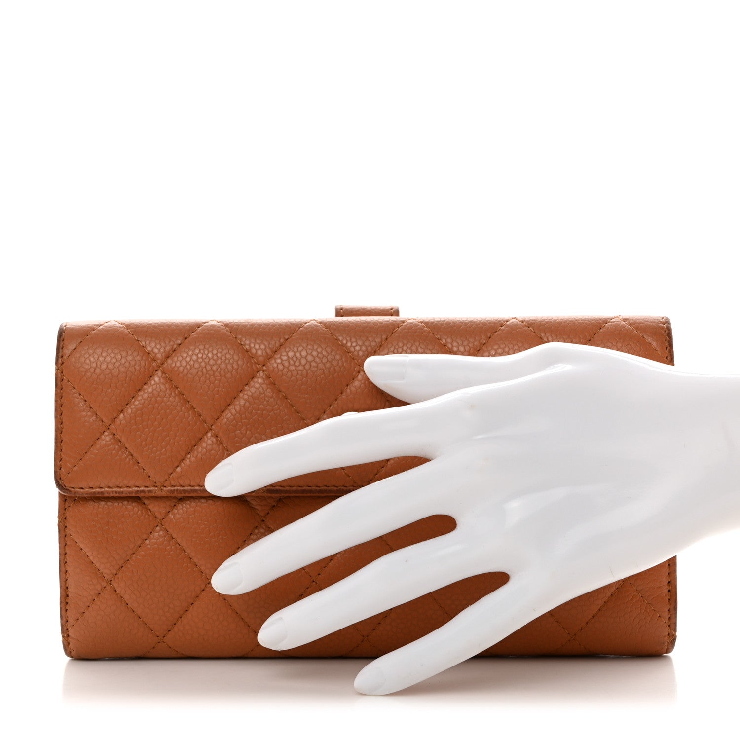 Chanel Caviar Quilted Long Flap Wallet Light Brown 2 of 14