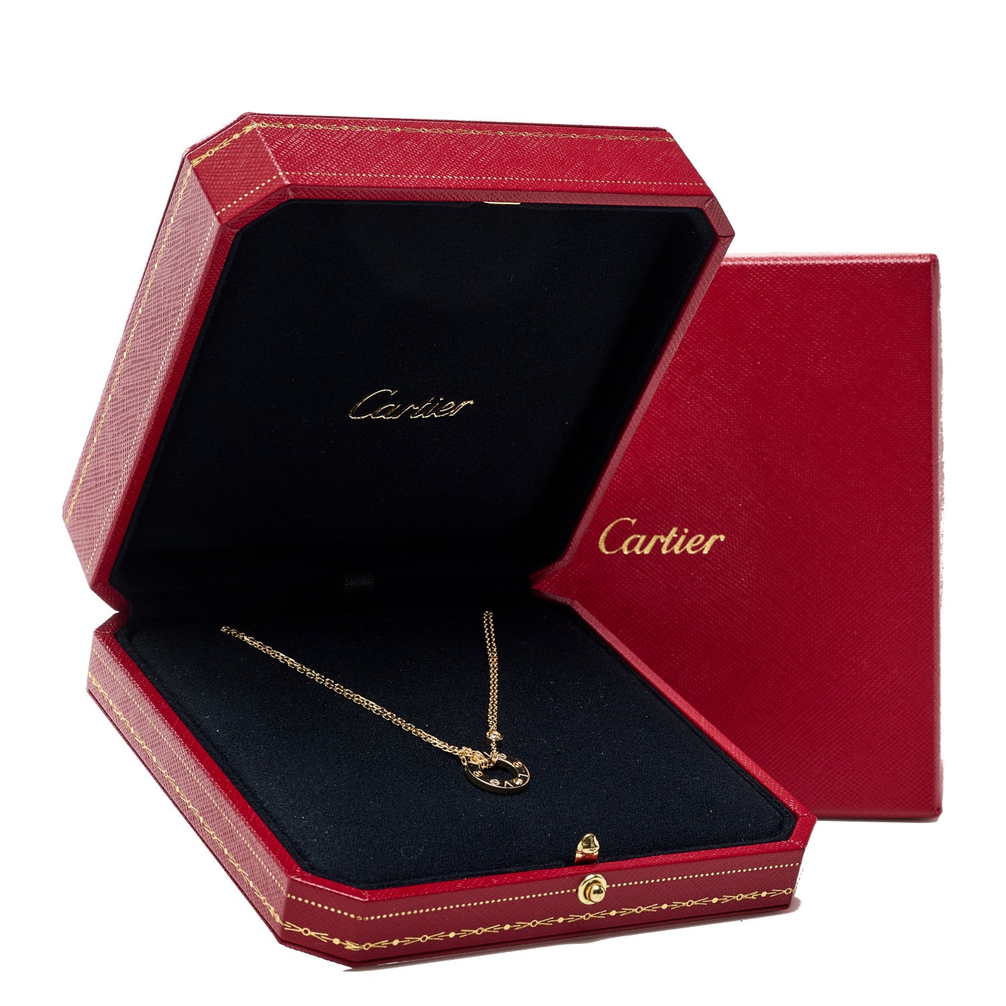 18K Yellow Gold 2 Diamond LOVE Necklace