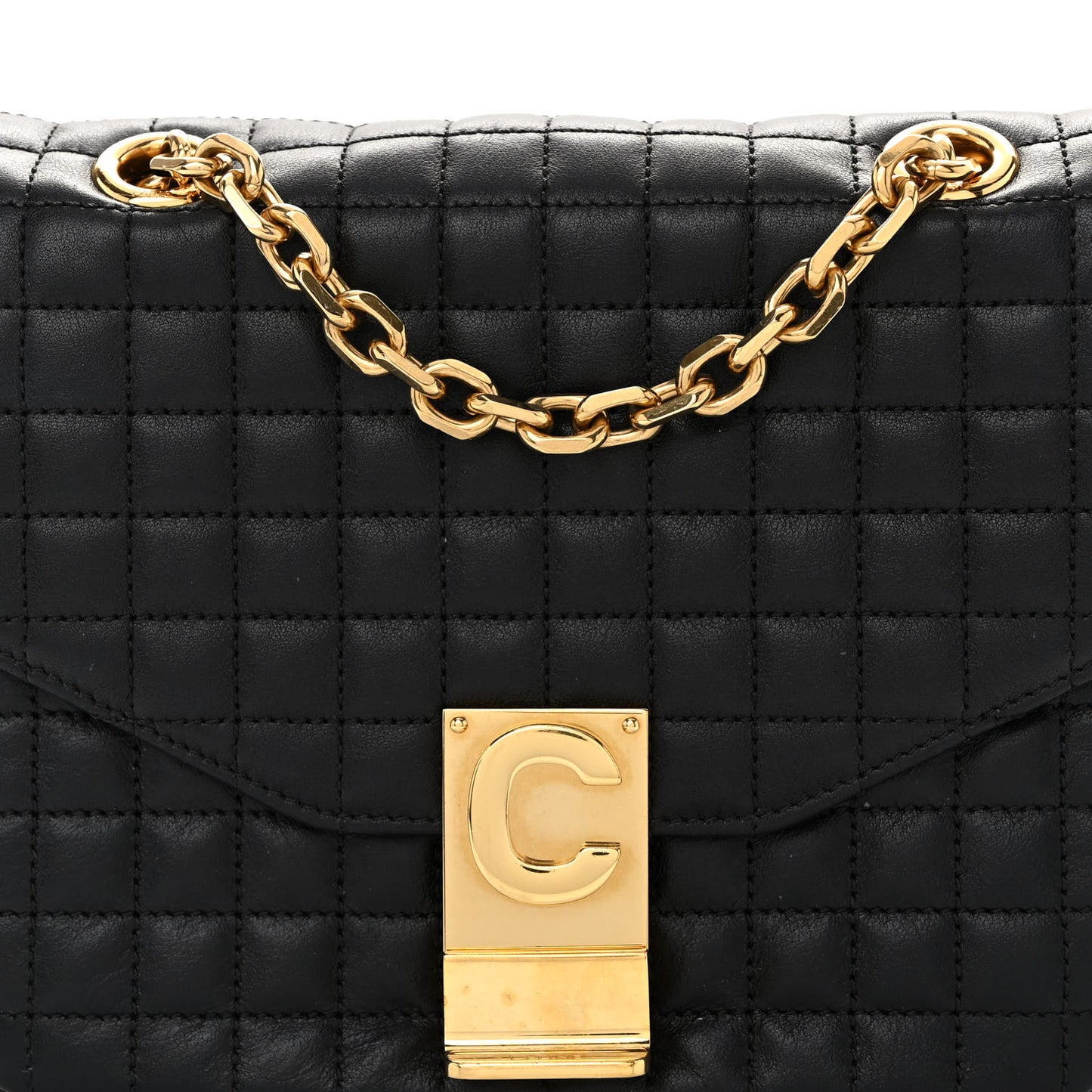 Calfskin Quilted Small C Bag Black