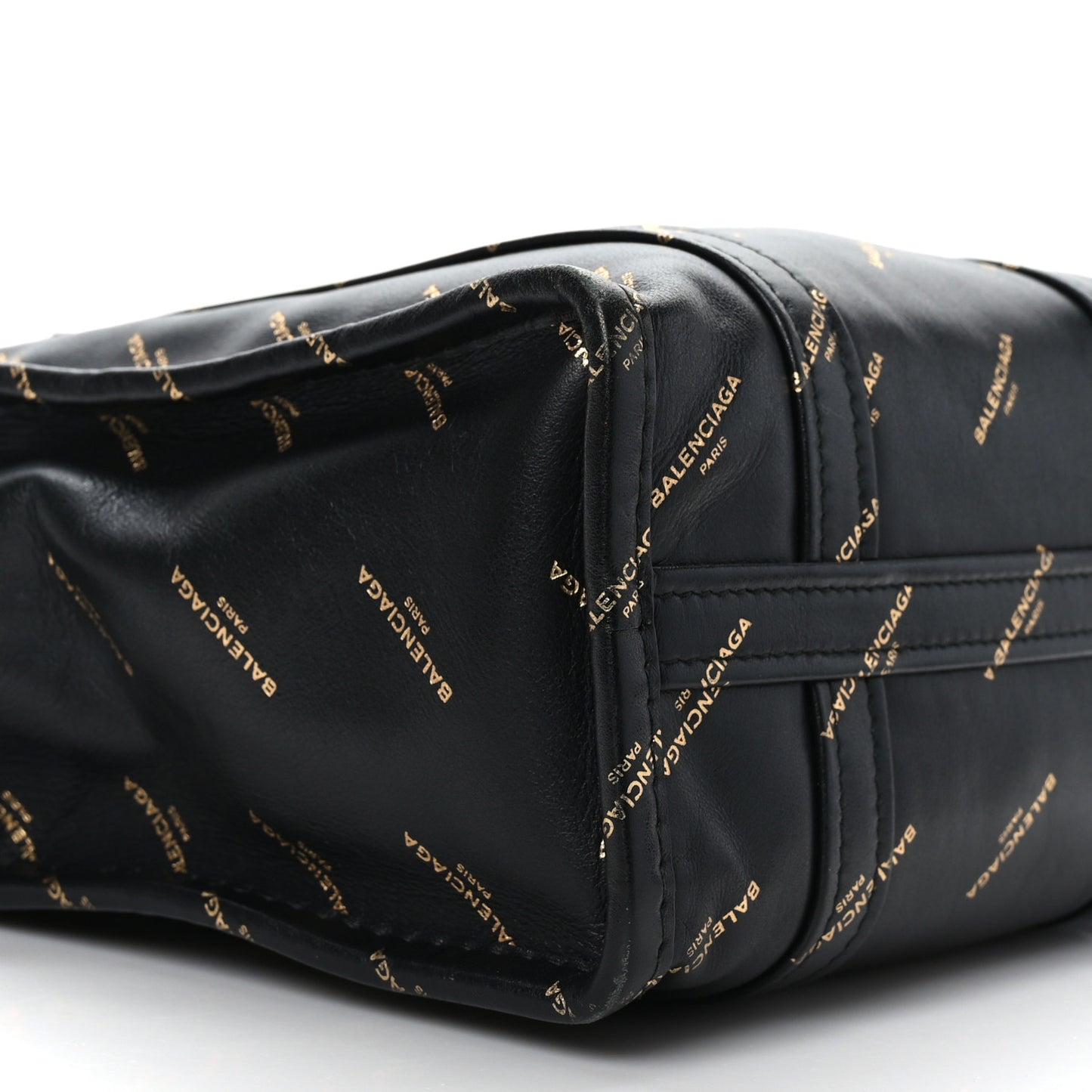 Calfskin Allover Logo XS Bazar Shopper Tote Black Gold